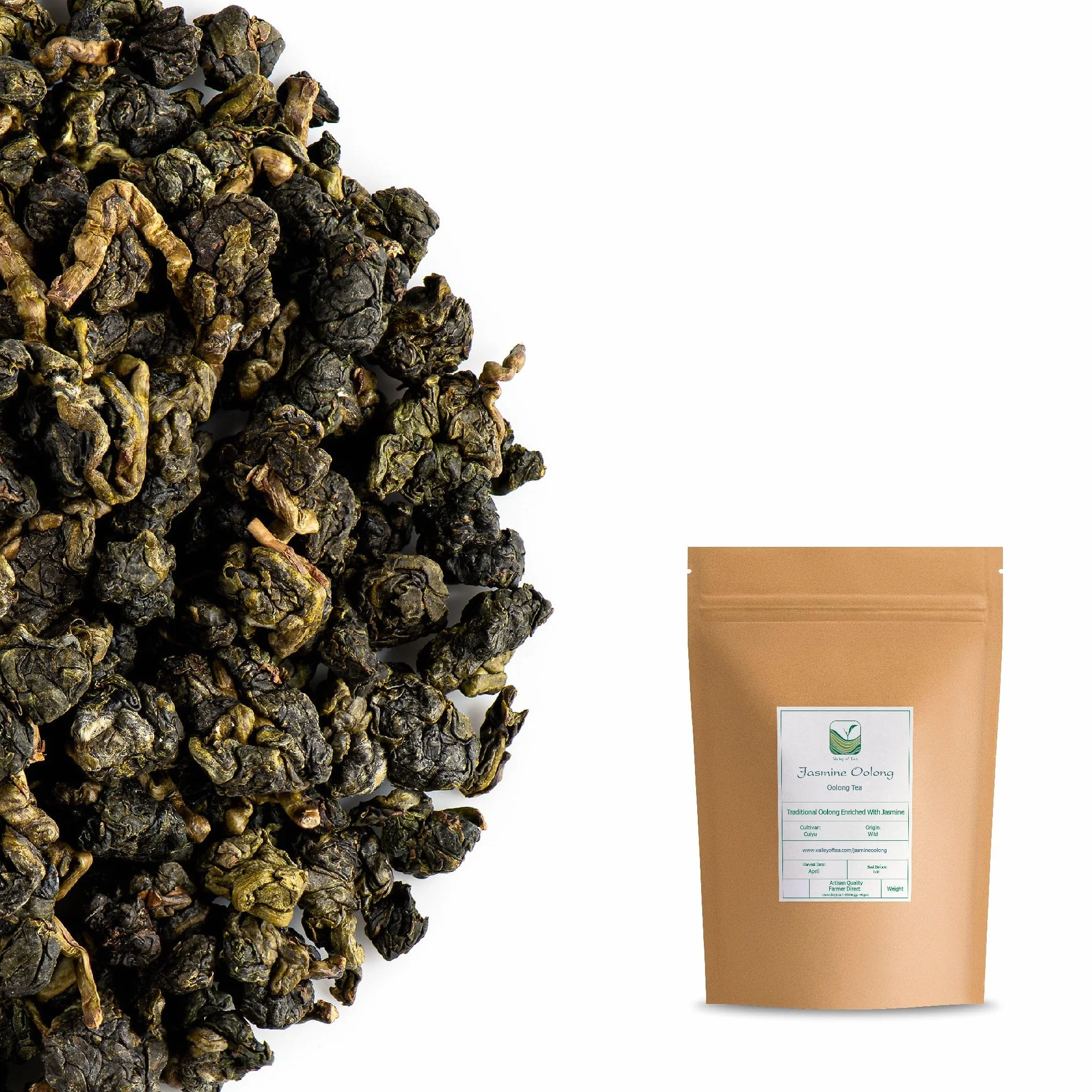 Oolong au Jasmin en Vrac - Thé Roulé Artisanal en Feuilles | aux notes florales et légèrement fruitées offrant une liqueur ronde à déguster sur plusieurs infusions