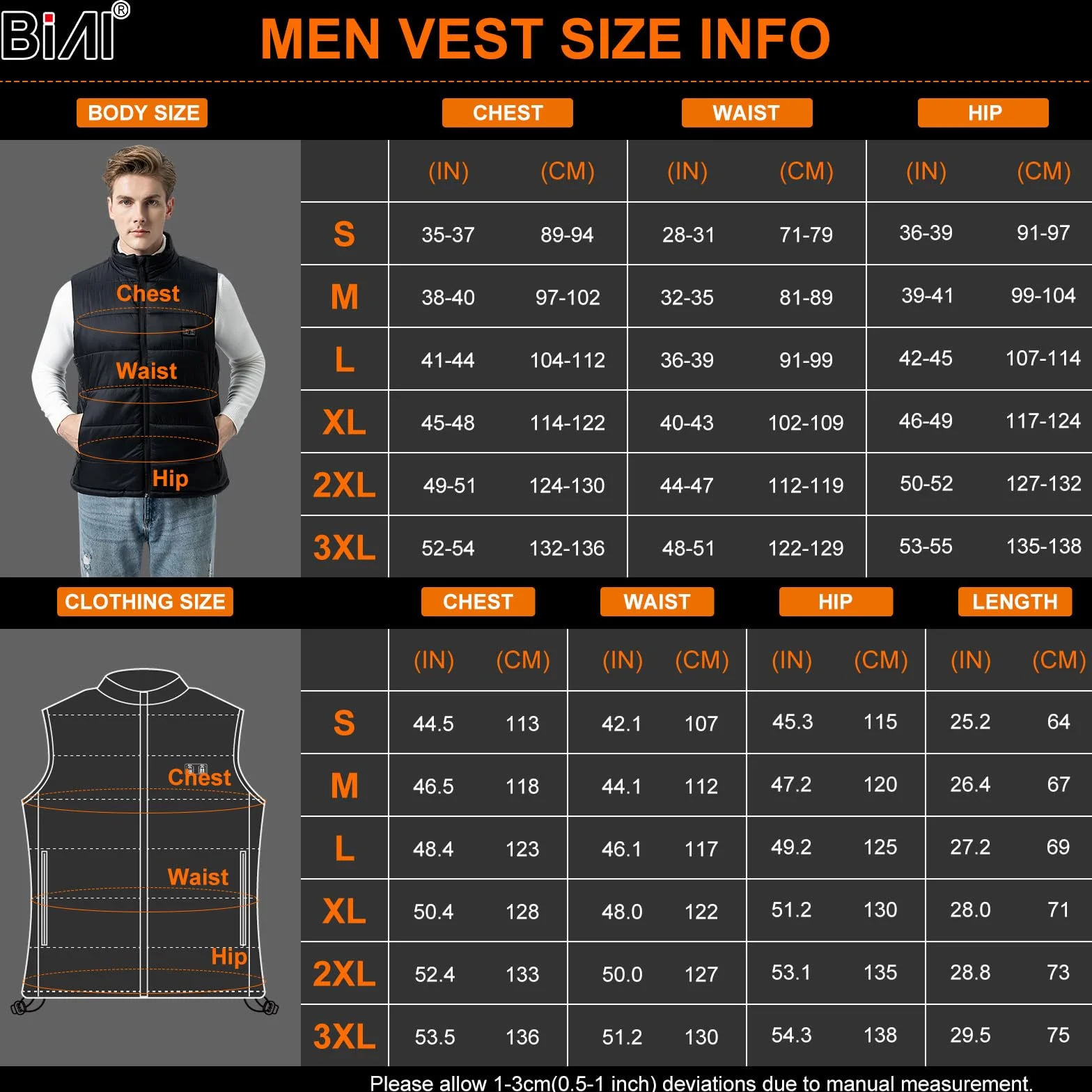 BIAL Gilet Chauffant Homme 12000 mAh Batterie 8 Zones Chauffage Contrôle Température NTC