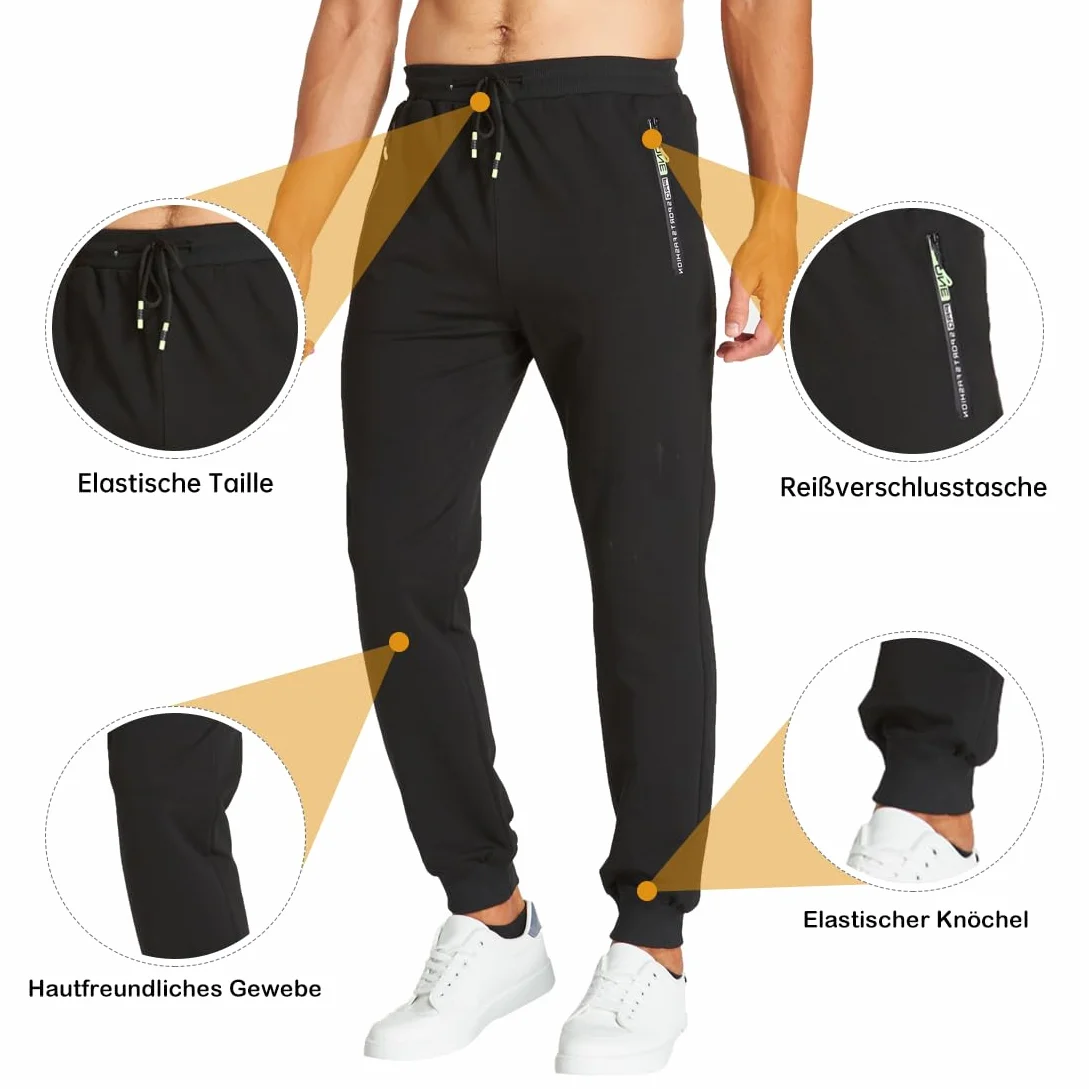 ZOXOZ Pantalons de Survêtement Hommes Coton Poches Zippées