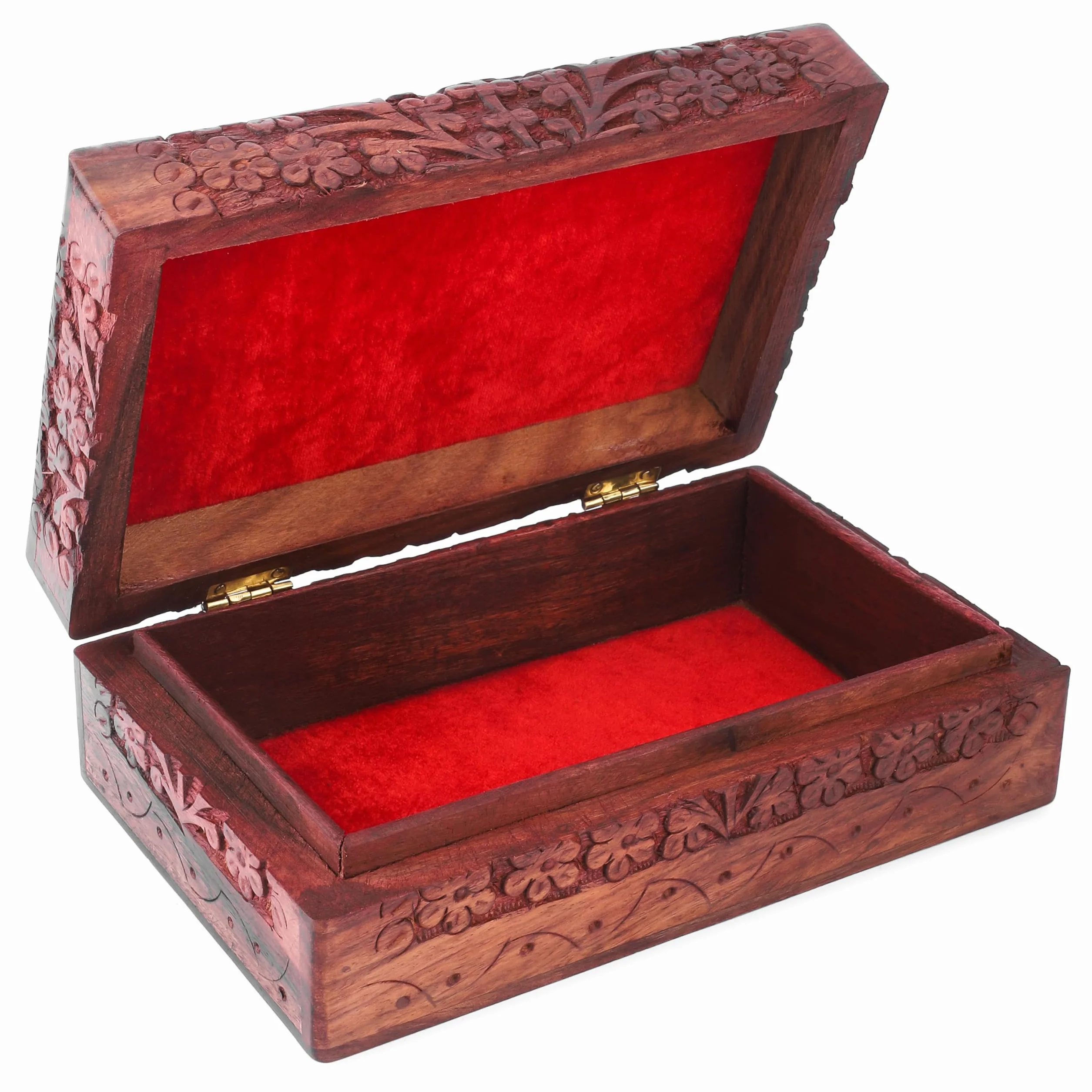 Boîte à Bijoux en Bois Fait Main Arbre de Vie, Coffret Sculpté, Rangement Décoratif 20 x 13 cm