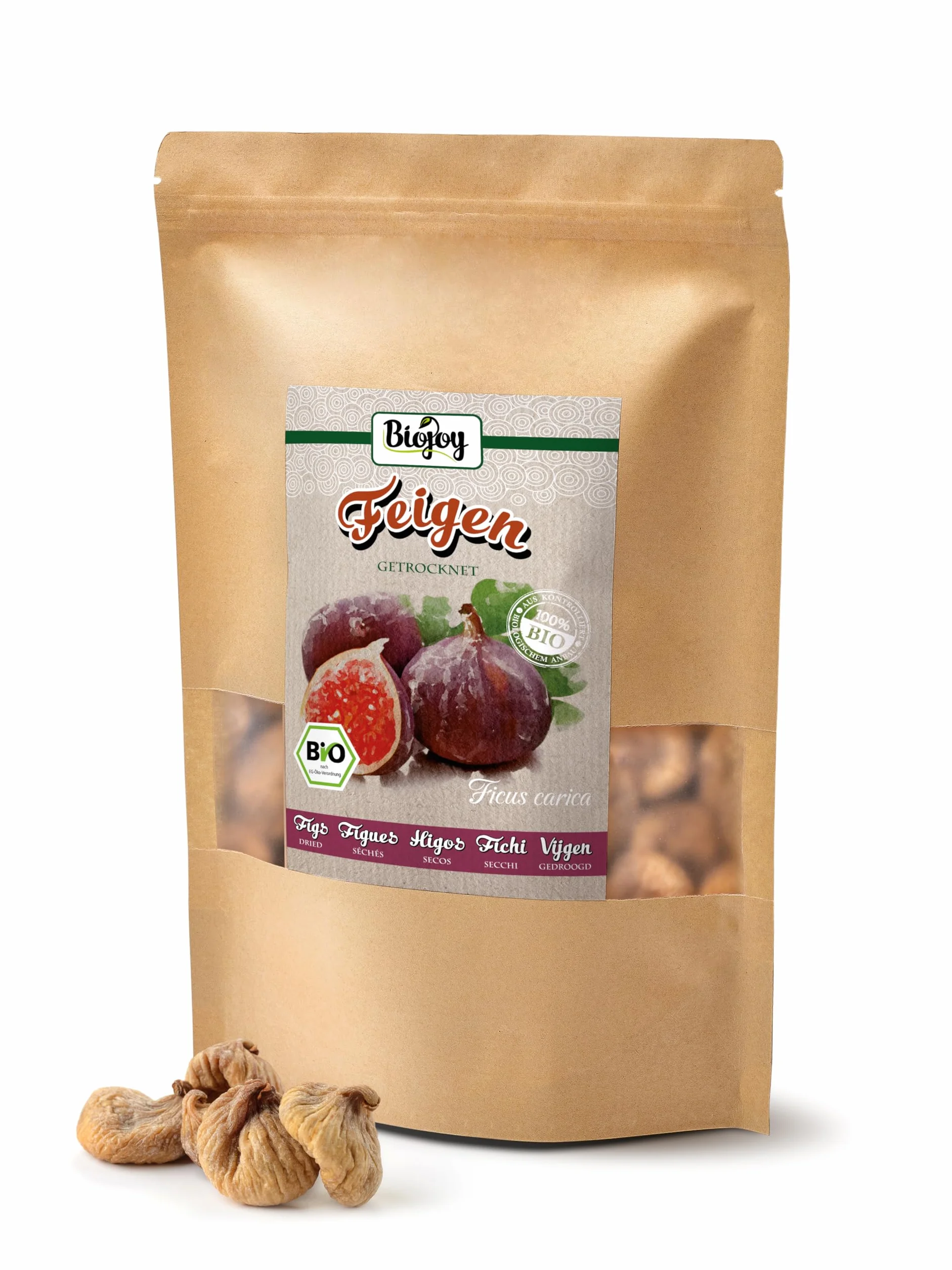 Biojoy Figues séchées BIO (1 kg), entières et non-soufrées