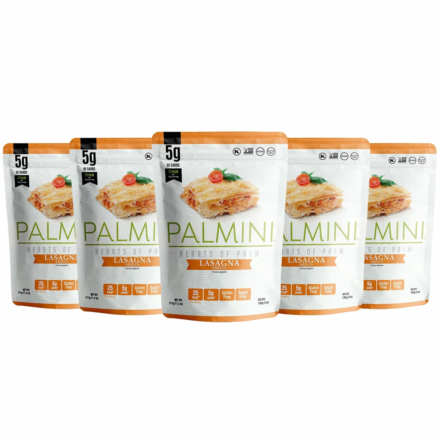 PALMINI Pâtes Lasagne - Cœurs de palmier – Vegan | Sans OGM – Faible en calories – Keto – Sans Sucre– 338g | (Pack de 6)