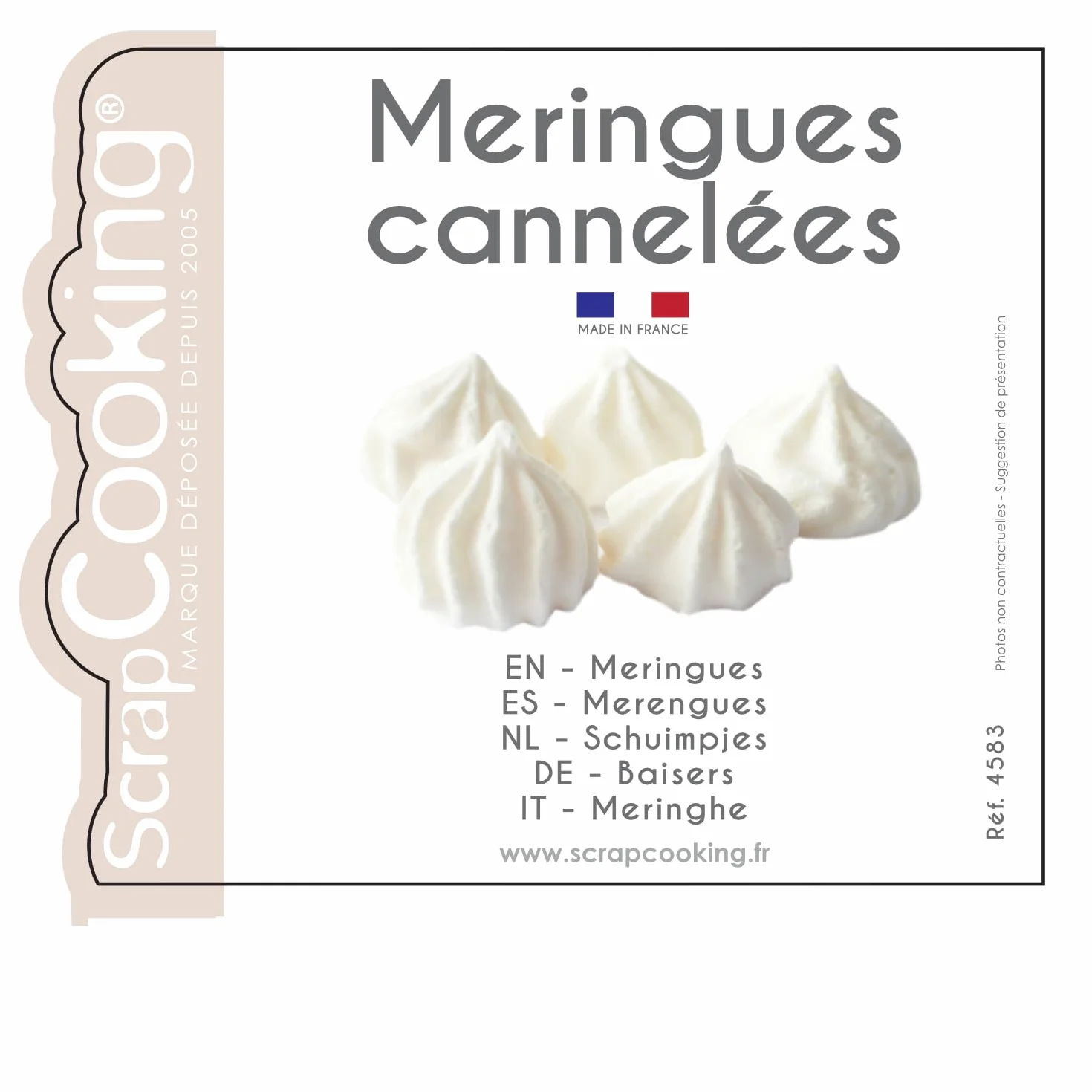 ScrapCooking - Meringues Cannelées 40 g - Décorations Gâteaux, Pâtisseries - Fabriquées en France - 4583