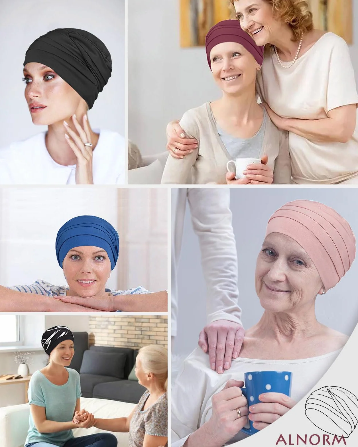 Alnorm Coiffes de Chimio en Viscose de Bambou pour Femmes Perte de Cheveux