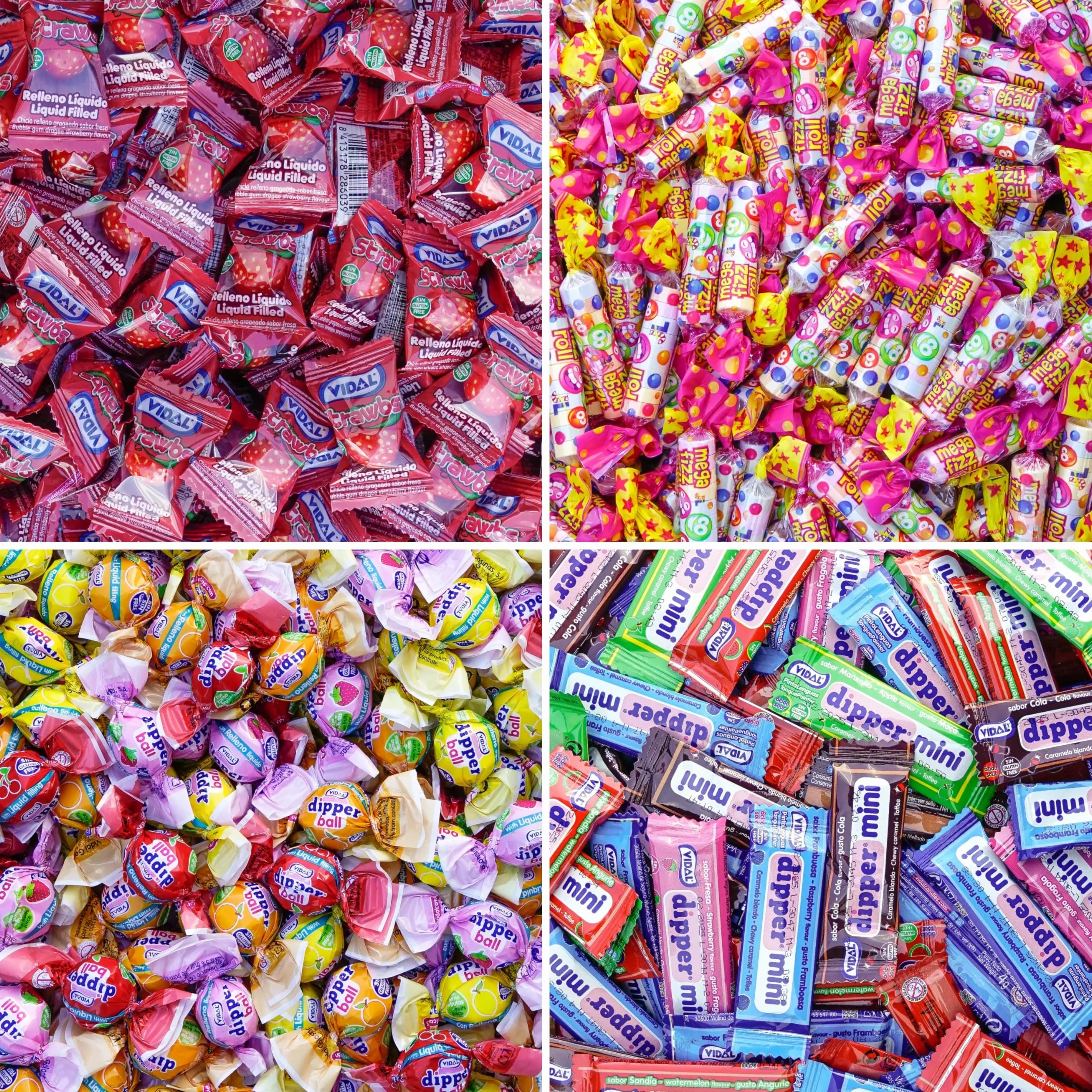 Lot Assortiment 120 Bonbons en Gros, 15 Variétés, Sachets Individuels pour Pinata