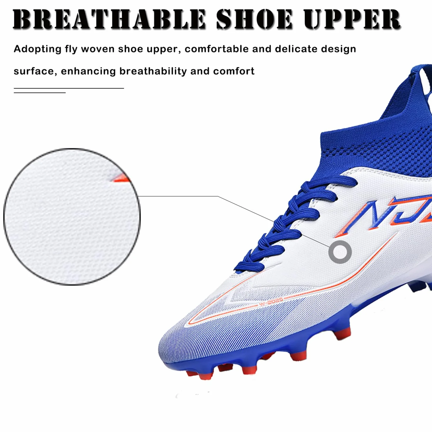 Chaussures de Football Homme High Top Crampons Antidérapant Chaussures de Foot Adultes Entrainement