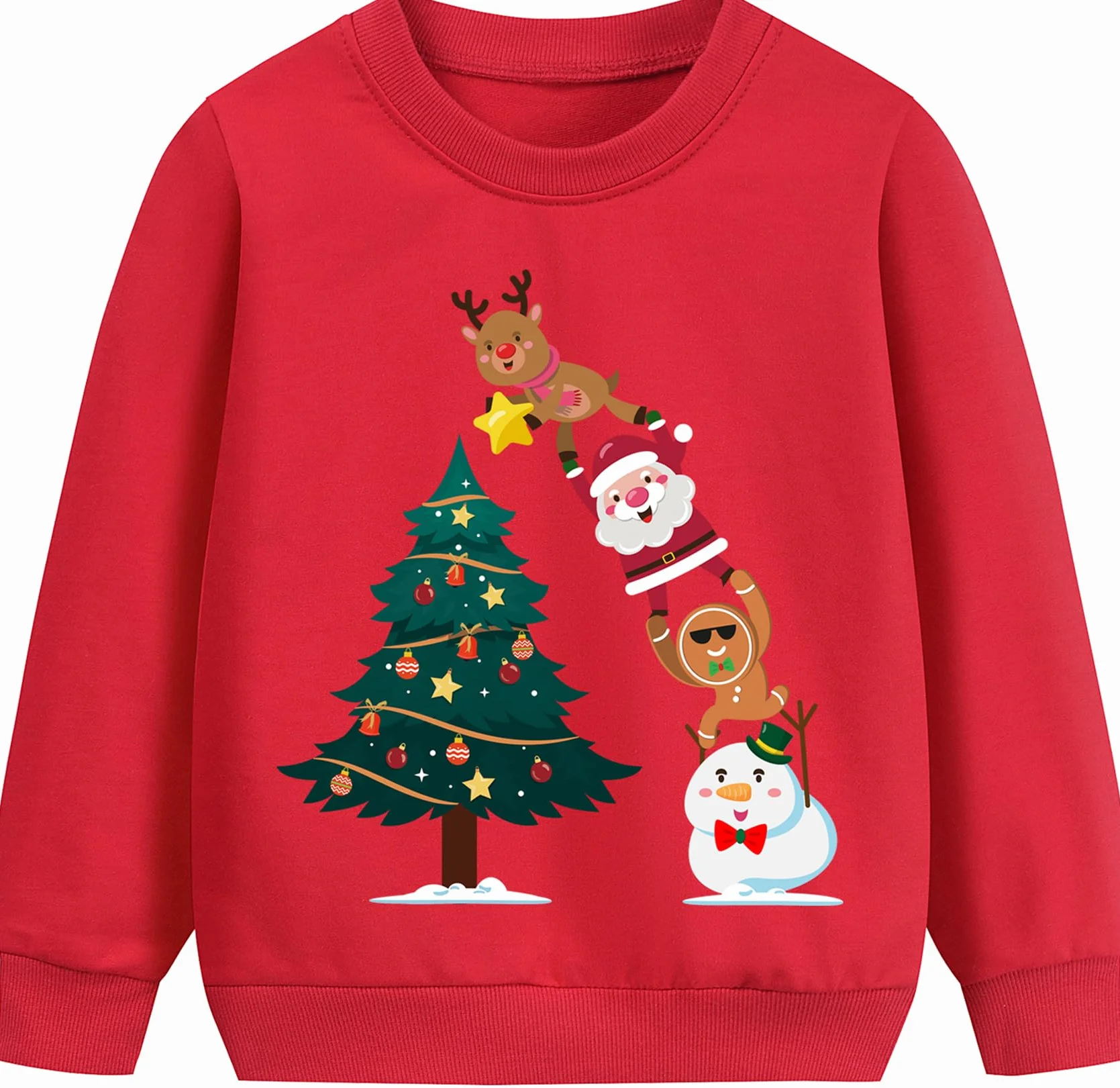 EULLA Sweat-shirt unisexe polaire coton motifs Élan Taille 92-122
