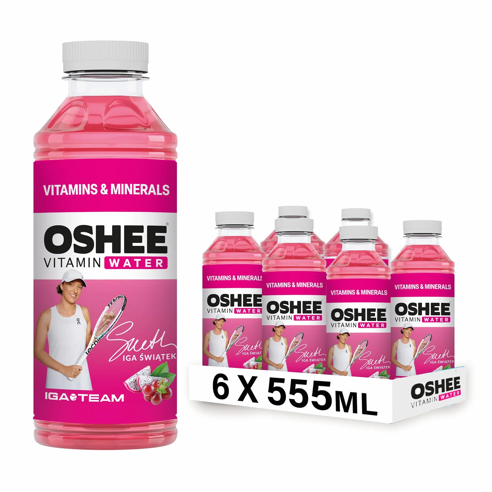 Oshee Vitamine Water - Saveur raisin rouge et fruit du dragon - 555 ml (lot de 6)