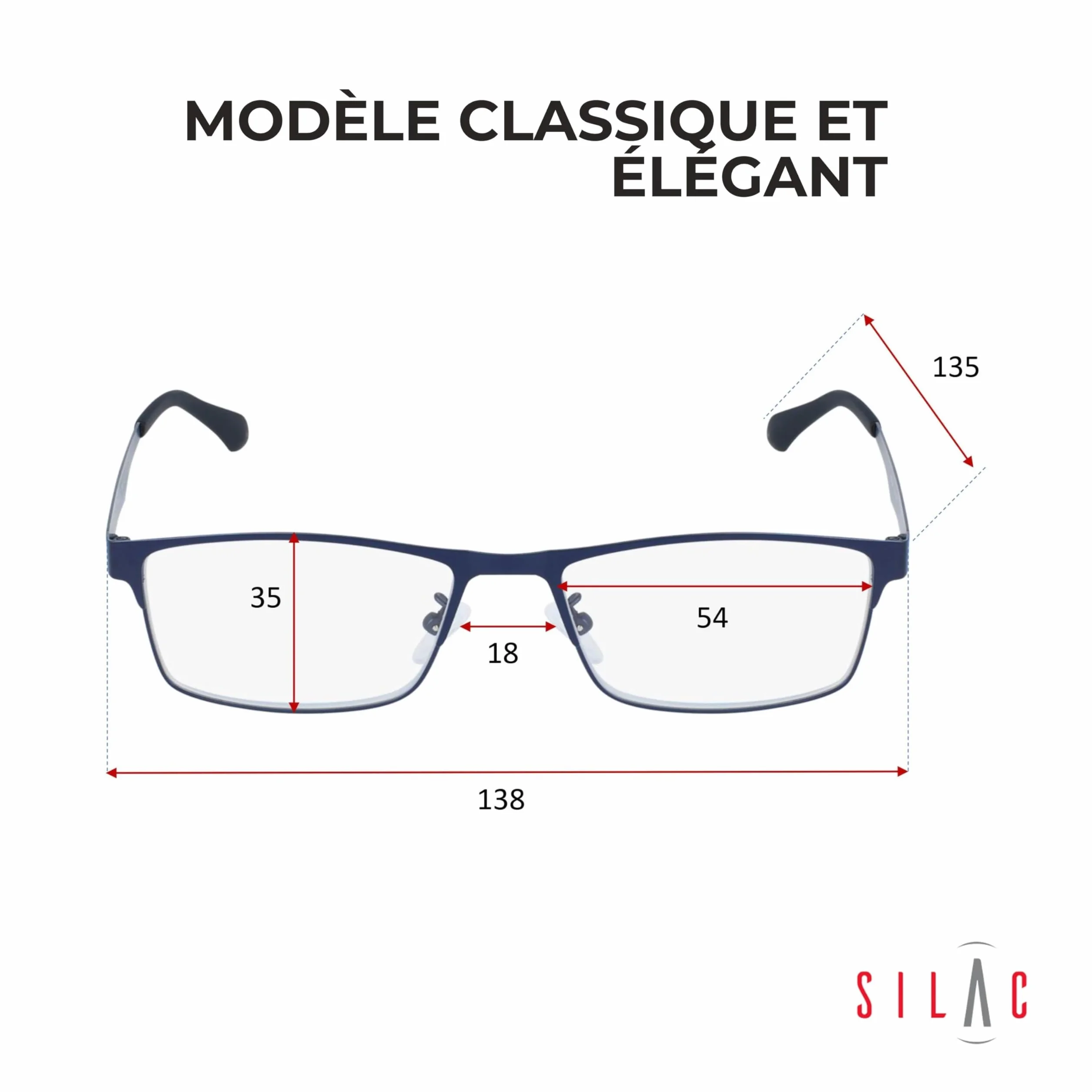 SILAC Lunettes loupes Blue Metal 7306 monture métal bleu mat sans nickel dioptrie +1,00 à +3,50