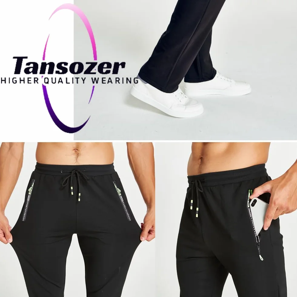 Tansozer Jogging Homme Pantalon Survêtement Coton Poches Zippées