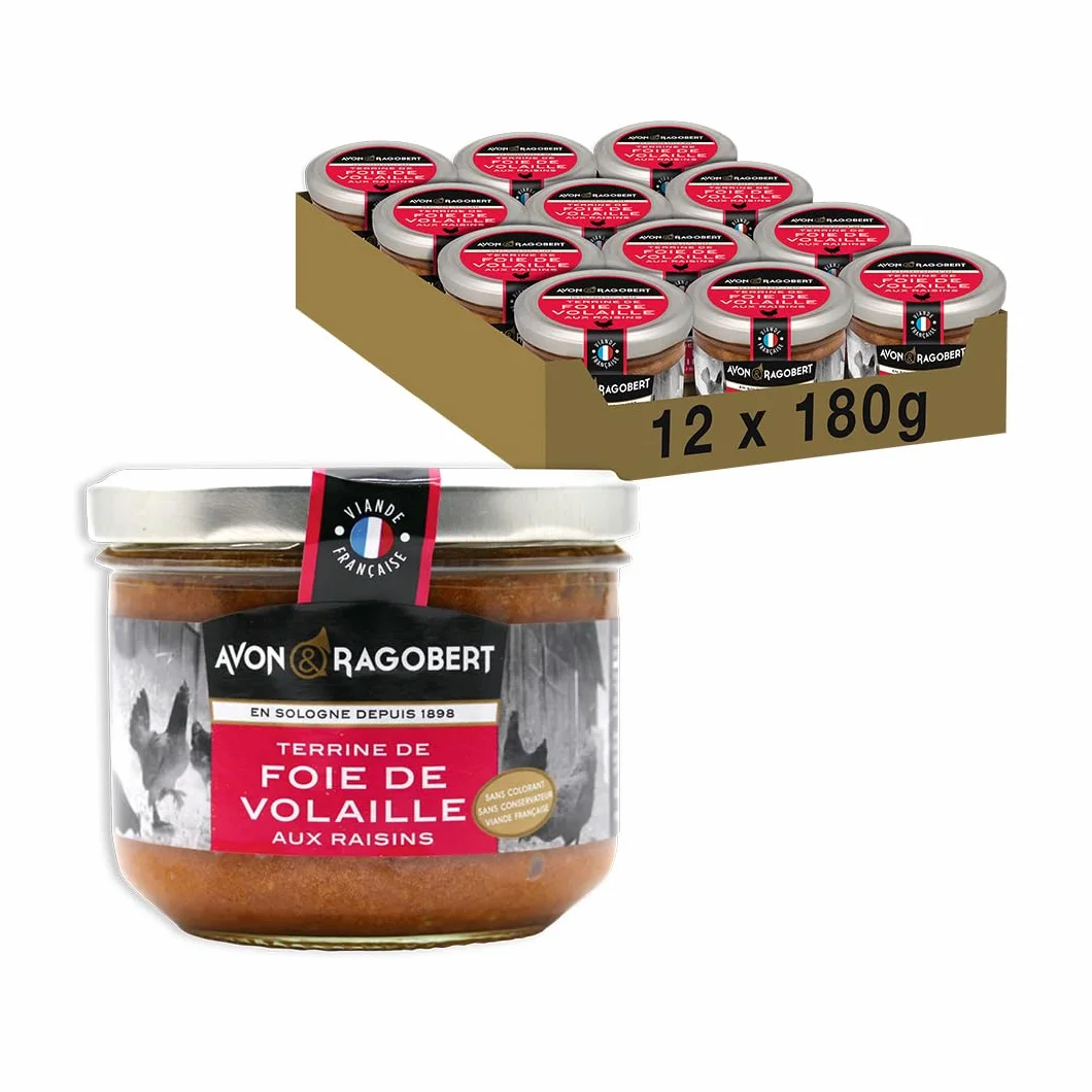 Avon & Ragobert - Foie de volaille aux raisins 180g - Sans Colorant - Sans Conservateur - Viande Française