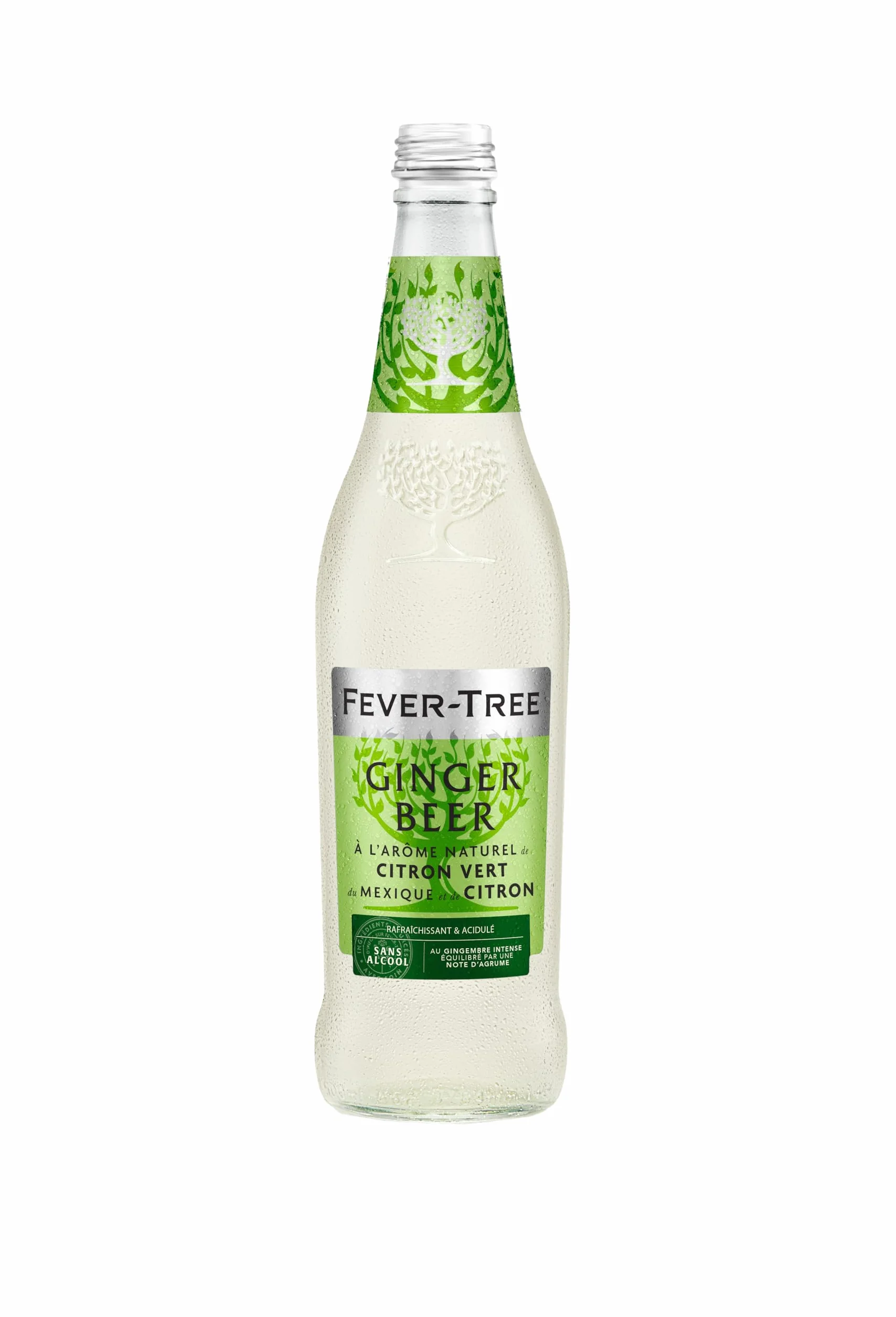 FEVER-TREE - 8 Bouteilles de 500 ml de GINGER BEER LIME- Boisson gazéifiée non alcoolisée aromatisée au gingembre, citron et citron vert- Pour des cocktails d'exception