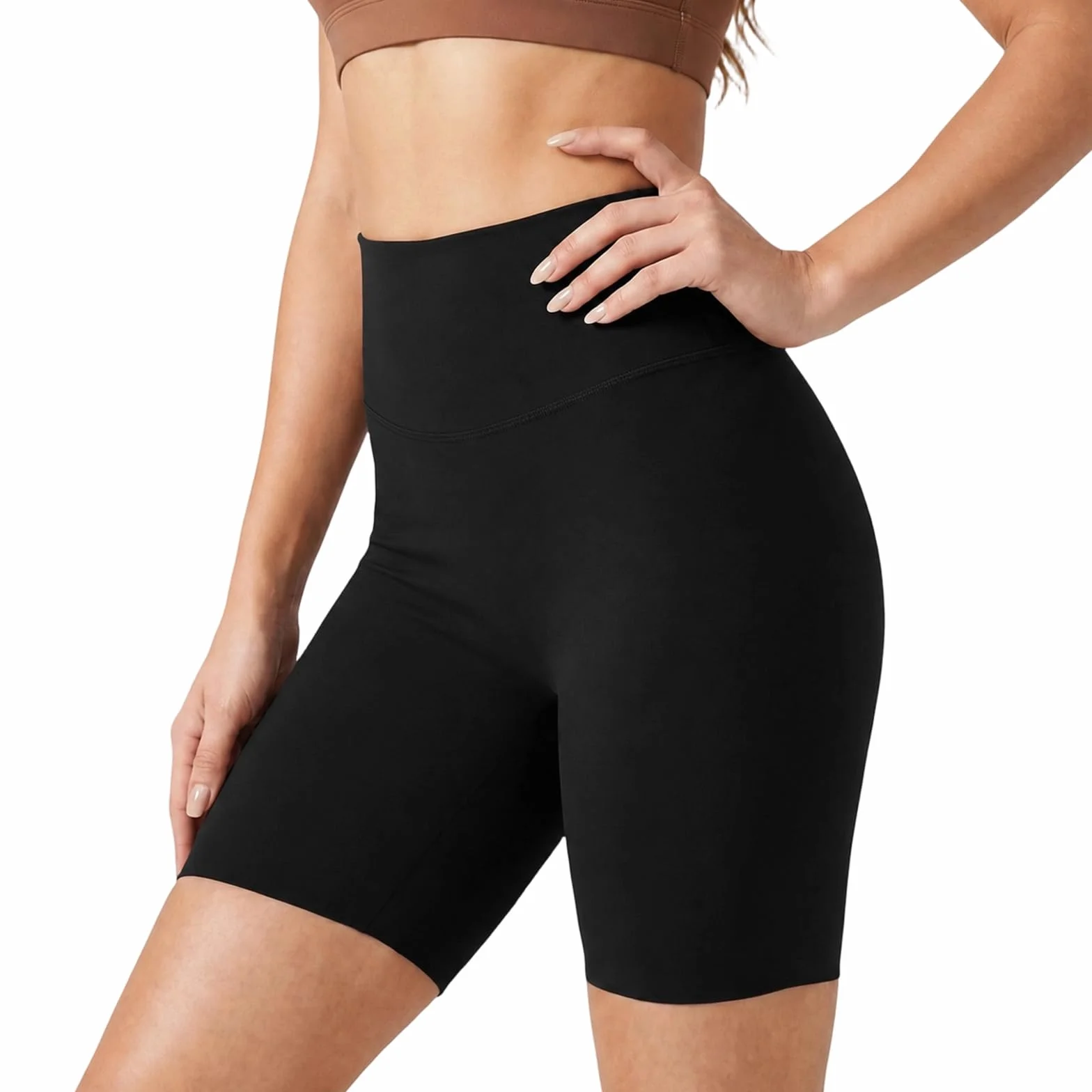 HYCOPROT Shorty Femme Taille Haute Gain de Ventre Shorts de Compression sans Couture Push Up Biker Seamless Legging Court pour Yoga Gym Course
