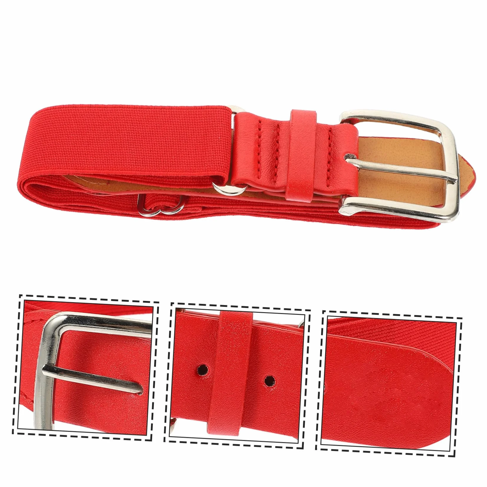 Ceinture Élastique Baseball Rouge Ajustable Hommes Femmes Sport
