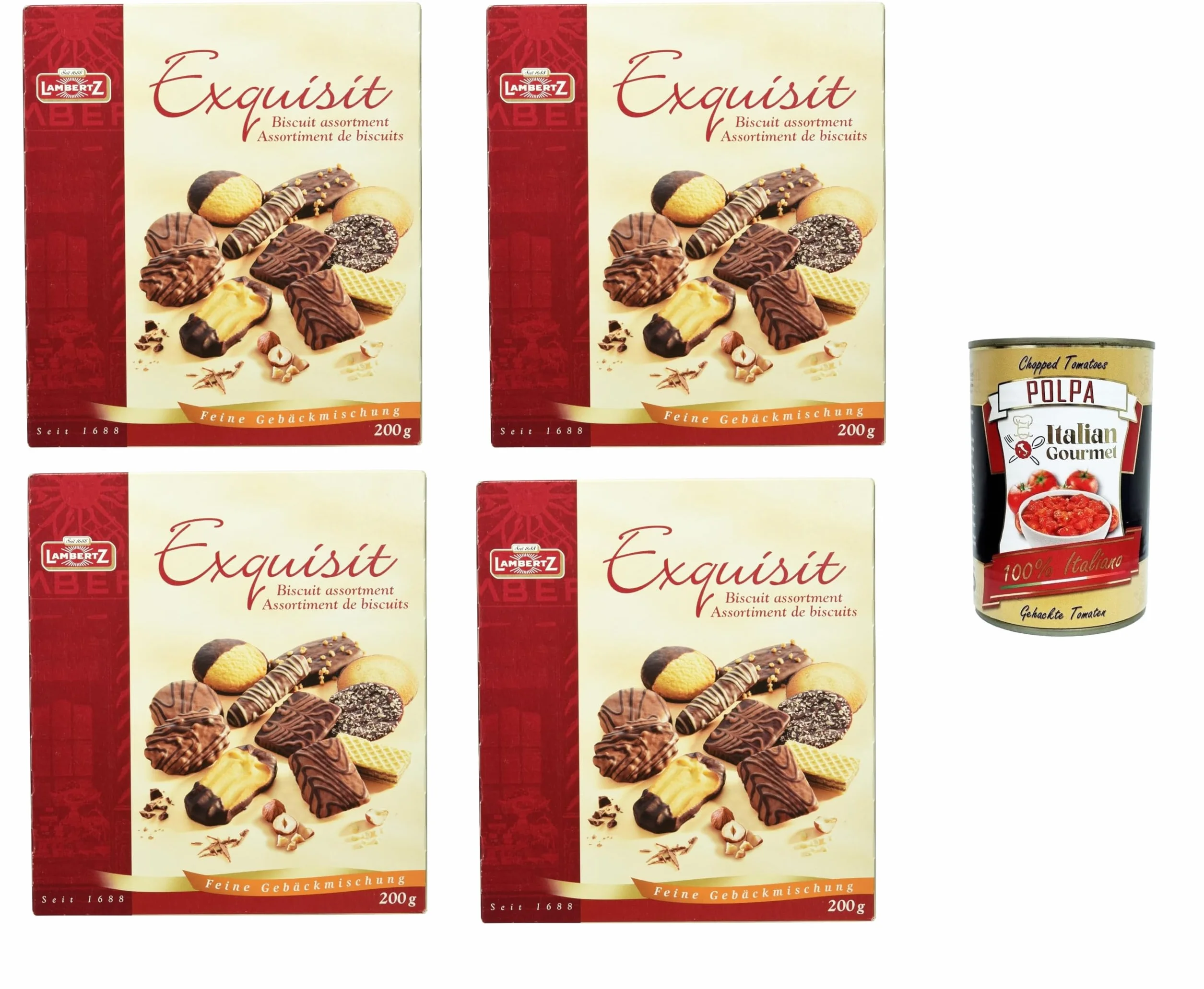 Lambertz Exquisit Mélange de biscuits 4 x 200 g + Italian Gourmet Polpa 400 g