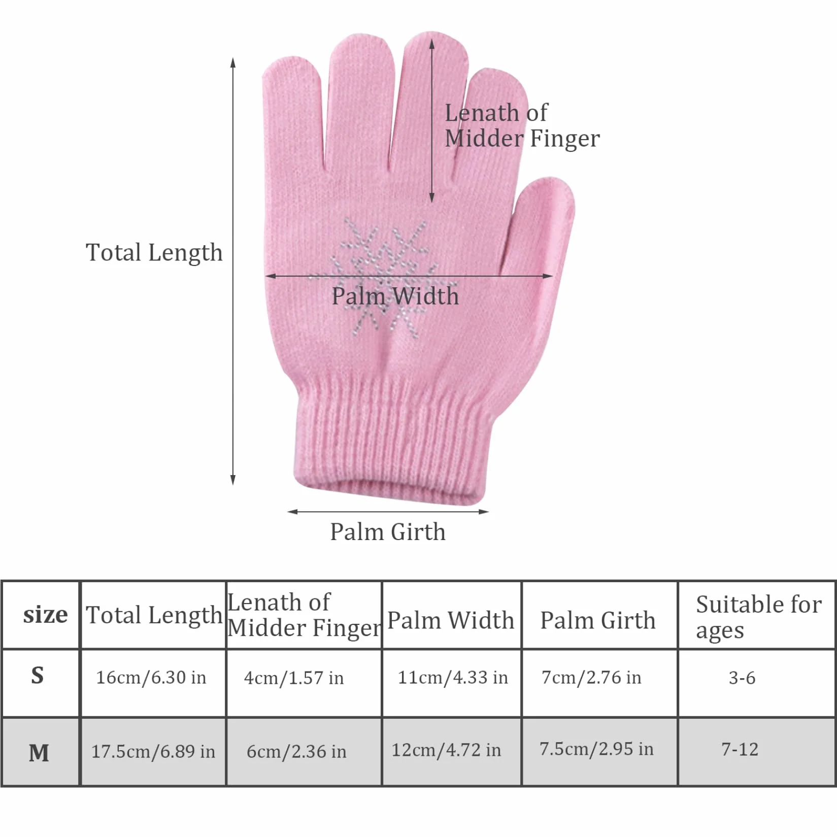 Gants de Patinage Artistique Antidérapants Épais Tricotés Flocons de Neige Strass Chauds pour Cyclisme Randonnée