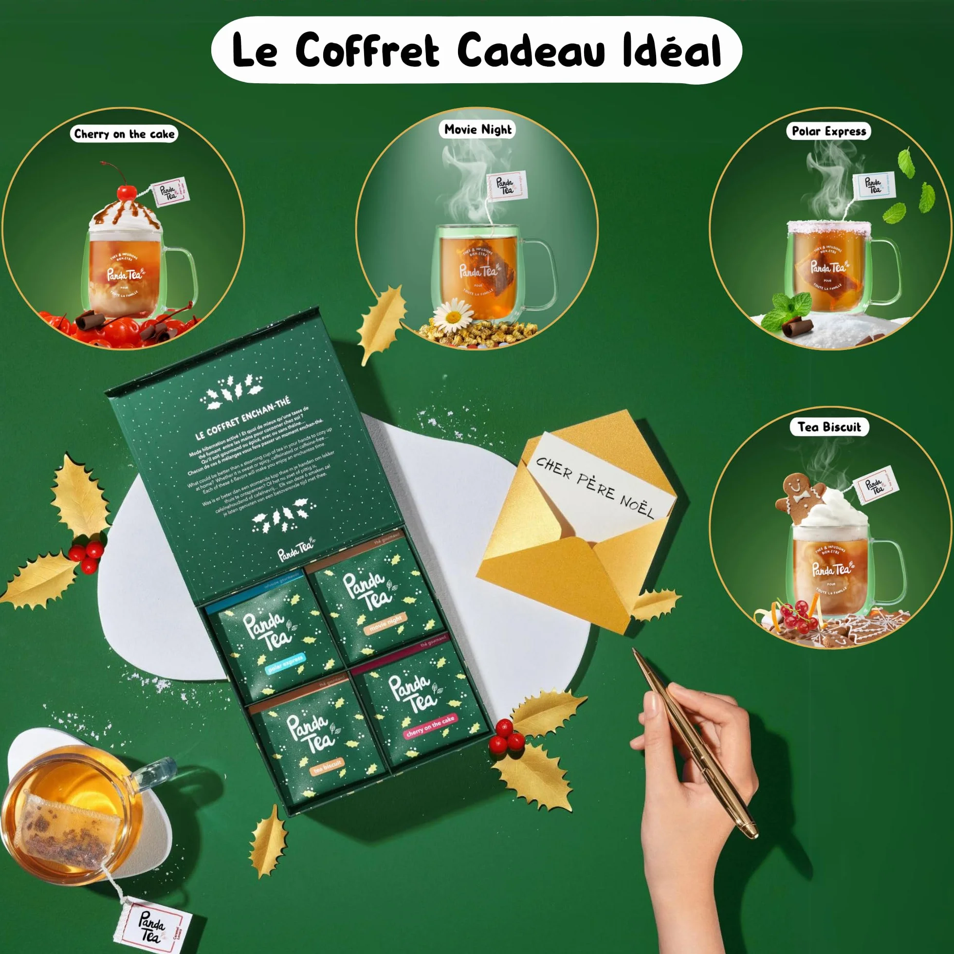 Panda Tea - Coffret Sélection Bien-être | Assortiment de 4 Thé et Infusions Bio | 20 Sachets Coton | Idéal pour un Moment de Détente & d’Évasion | Idée Cadeau Zen et Gourmand