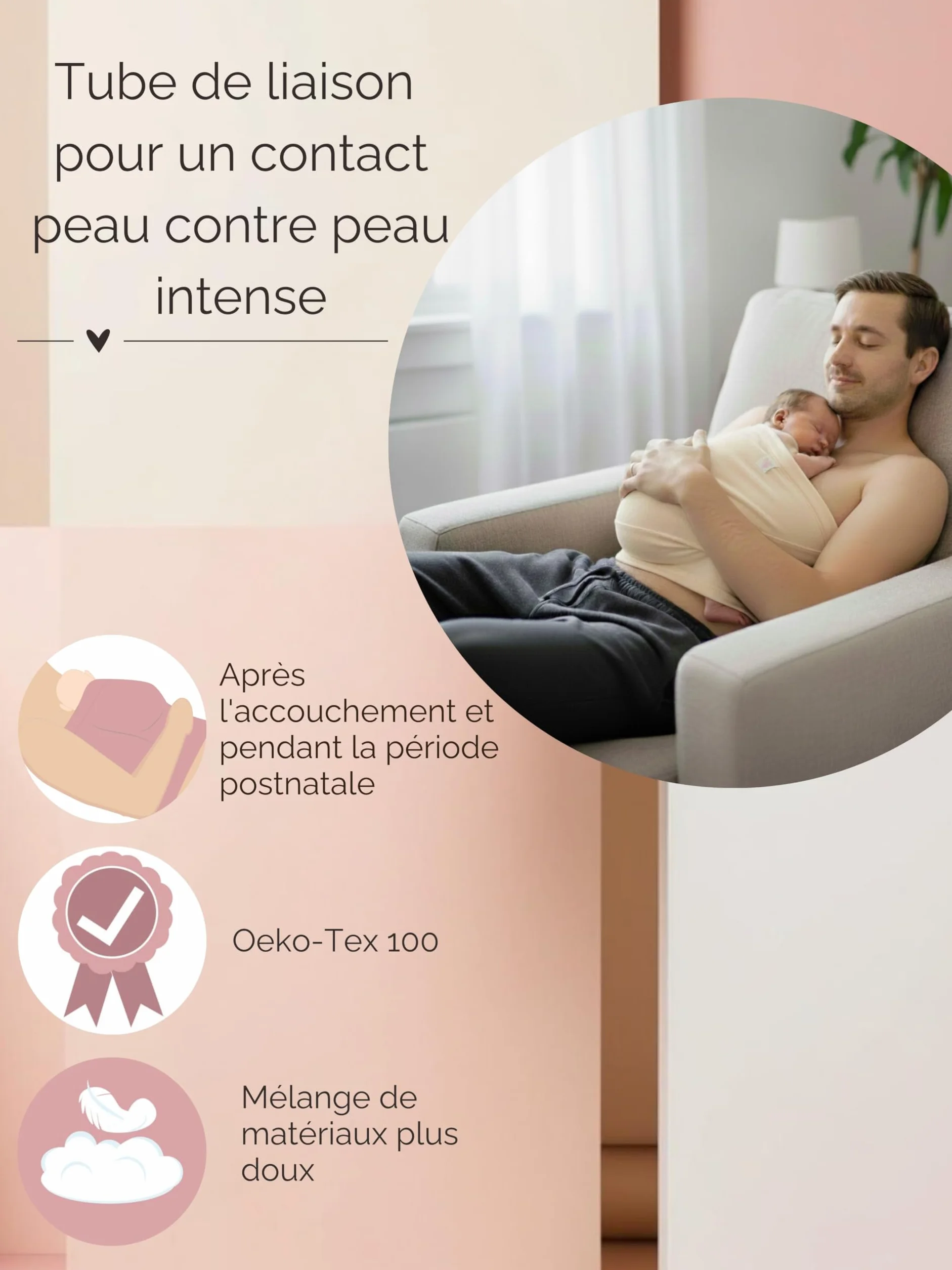 Bandeau d'allaitement OekoTex 100 Coton - Haut Tube Tops Peau à Peau pour Nouveau-Nés - Respirant Lavable
