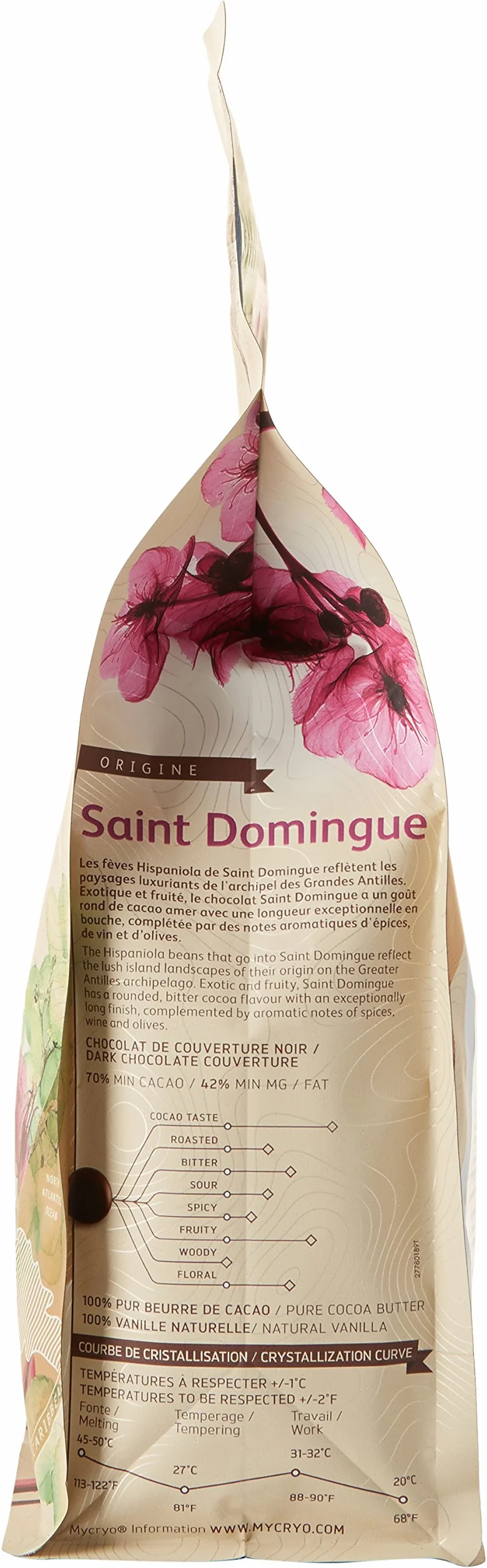 CACAO BARRY CHD-Q70SDO-2B-U73 - 70% Min Cacao Chocolat Saint Domingue Pistoles 1 kg