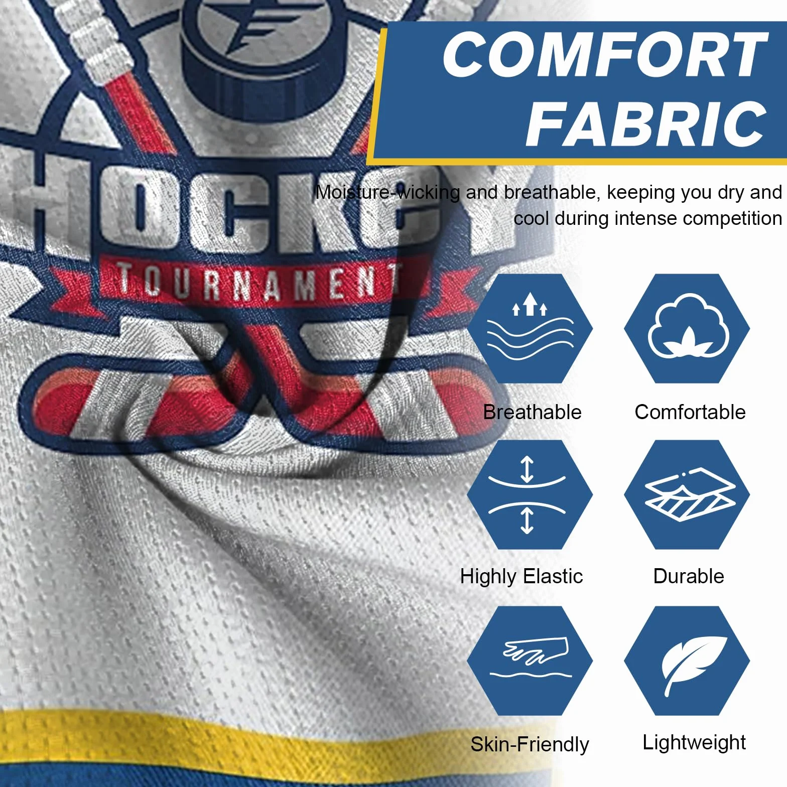 Maillot de Hockey sur Glace personnalisé avec nom numéro et Logo d'équipe – Haut à Manches Longues pour Homme