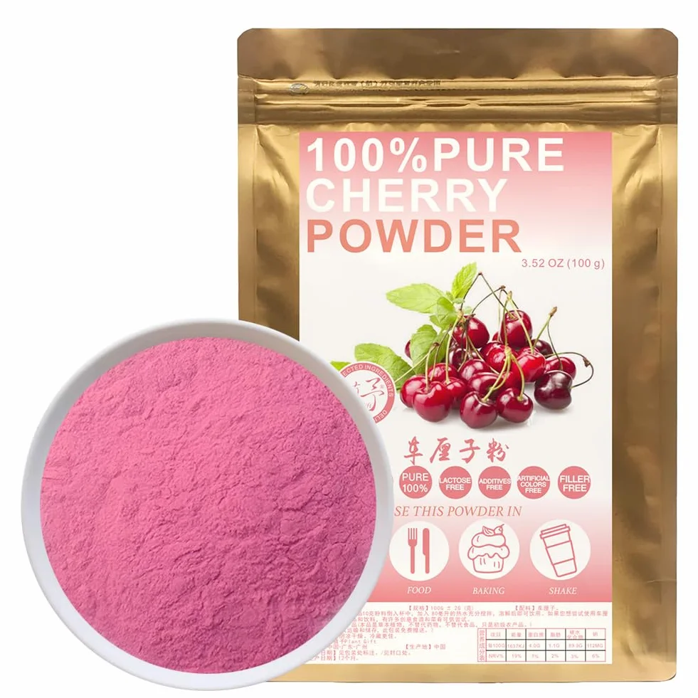 100% Pure Cherry Powder 100g/3.52oz poudre naturelle de jus de cerise congelé | poudre de cerise pour smoothies, shakes, pâtisseries et boissons | sans conservateurs