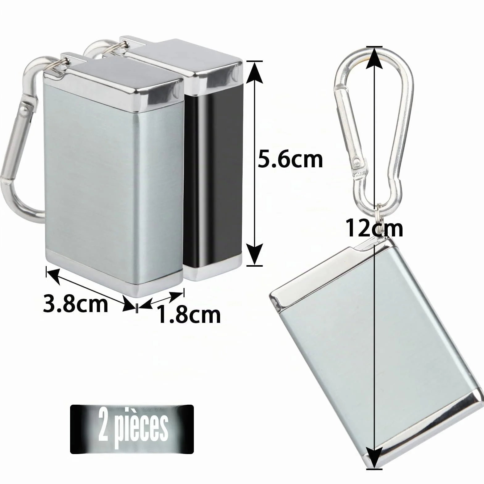 Lot de 2 cendriers de poche anti-odeurs Noir et argenté