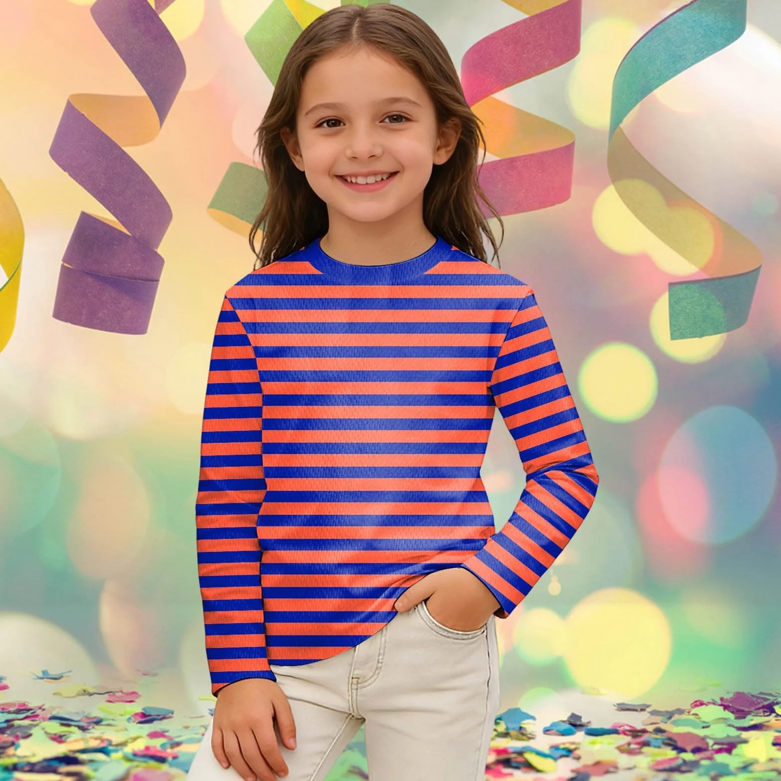 T-Shirt à Manches Longues Enfants Rayé Garçon Filles Coloré Confortable Carnaval