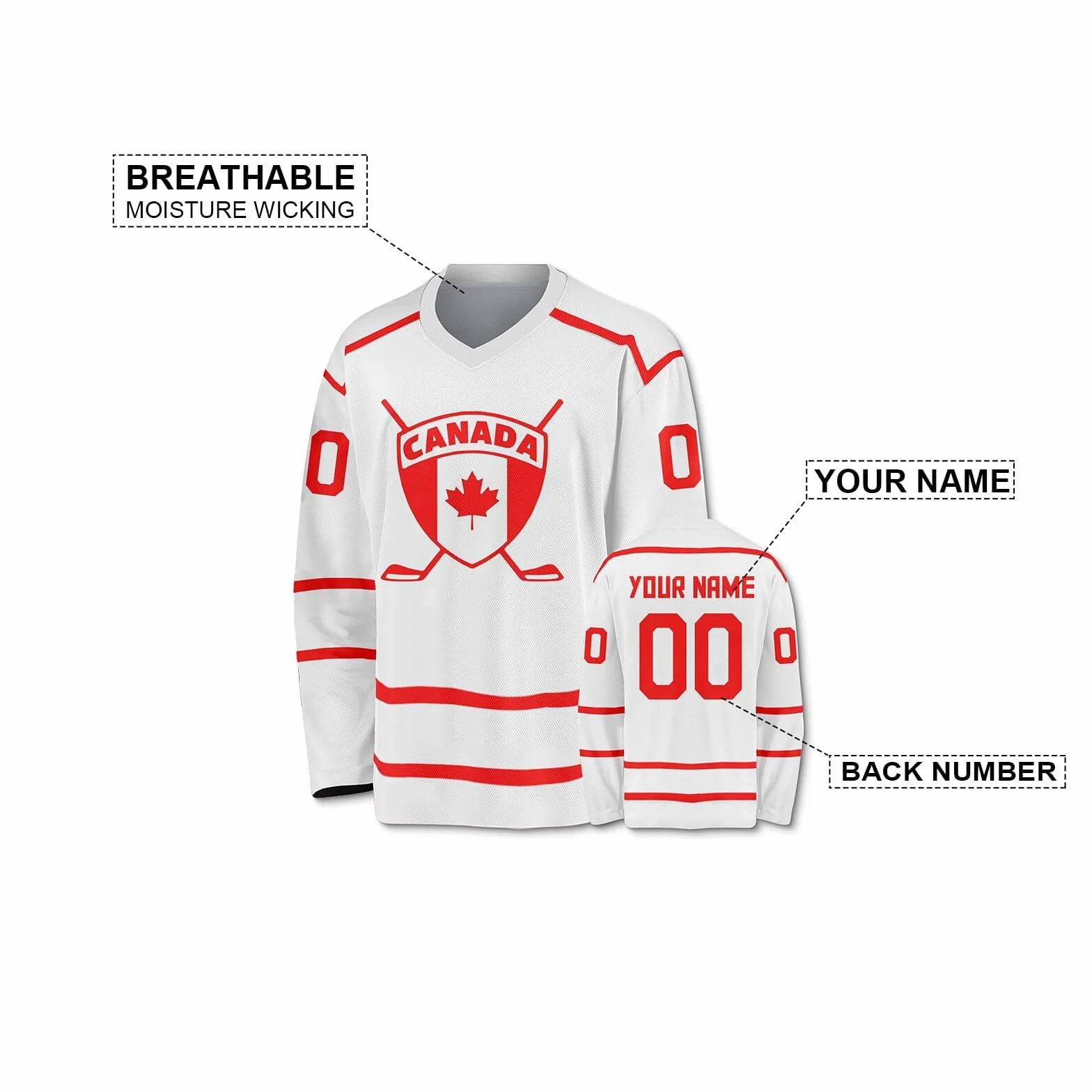 Maillot de Hockey Personnalisé Homme Femme avec Votre Nom Équipe Numéro