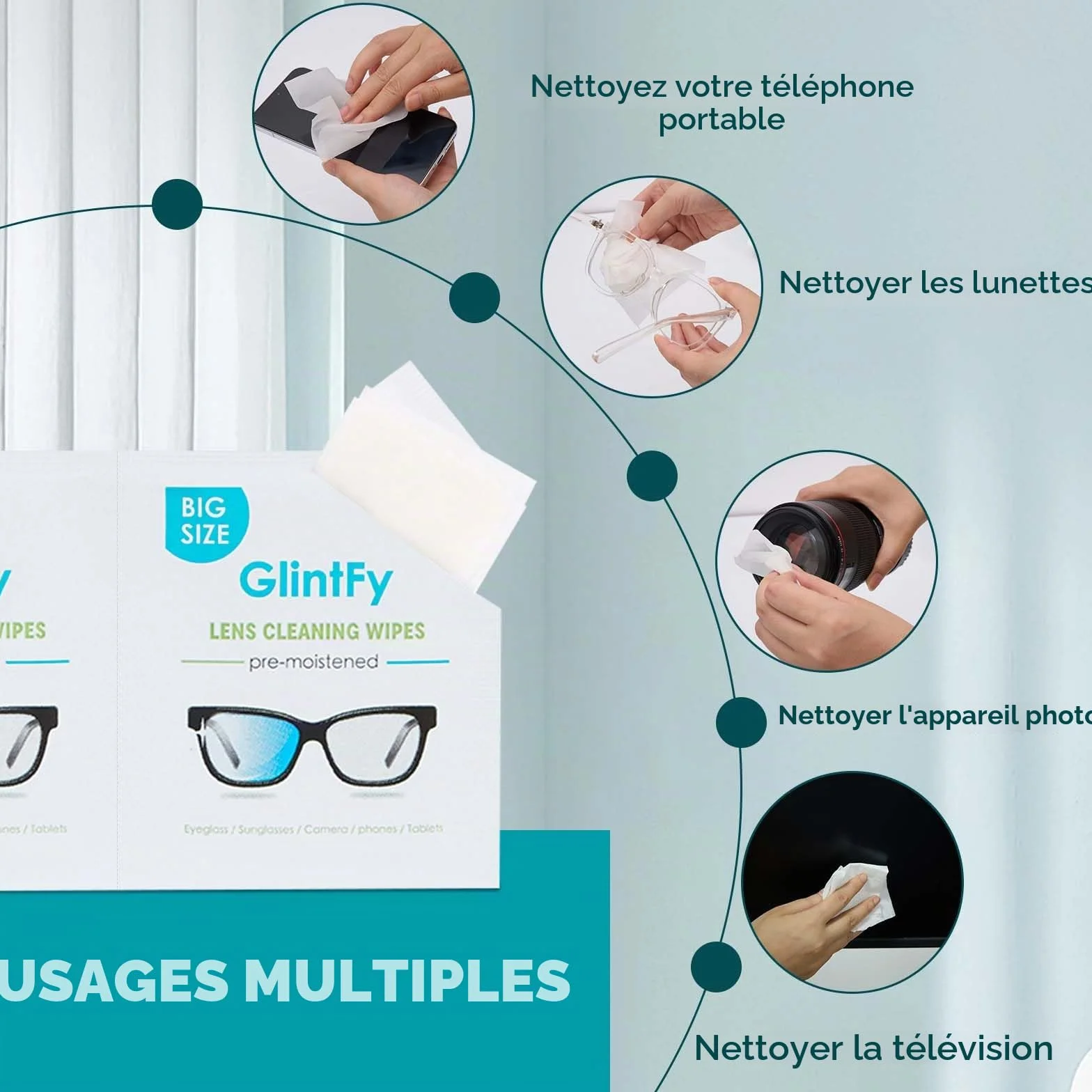 Lot de 400 lingettes nettoyantes pour lunettes, emballées indépendamment, sûres, sans rayures, adaptées pour lunettes, lunettes de soleil, objectifs d'appareil photo, lunettes, téléphones