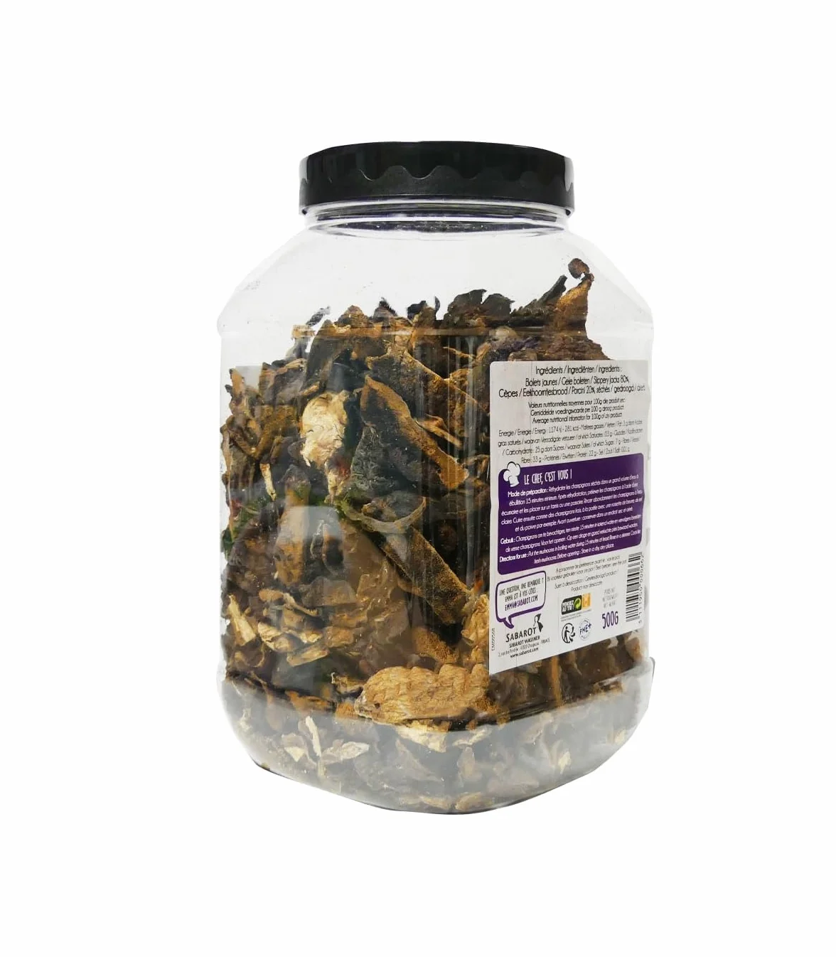Bolets et Cèpes Séchés Pot 500g - Sabarot