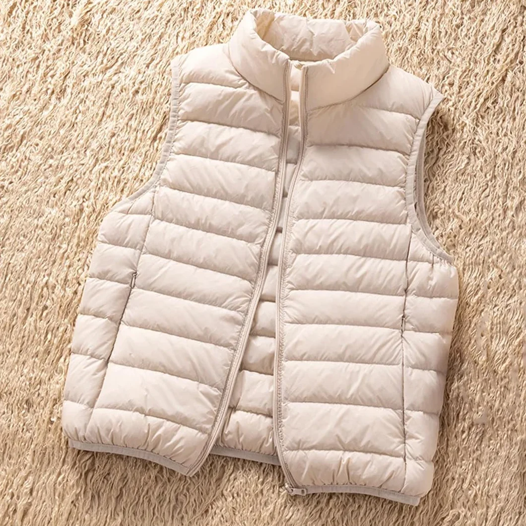 Veste Sans Manches Duvet De Canard Blanc Femme Gilet Pliable