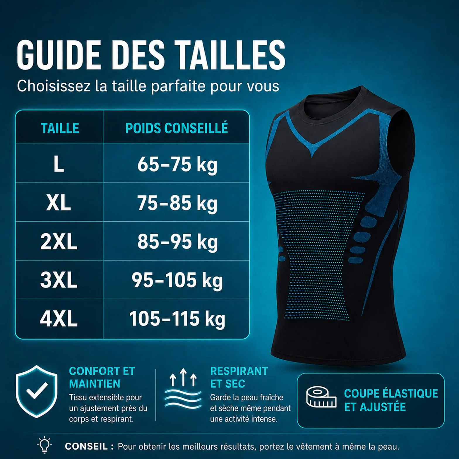 Lumoria Debardeur Homme Tshirt Ventre Plat Compression Tissu Léger Respirant Extensible Athlétisme Course Entraînement
