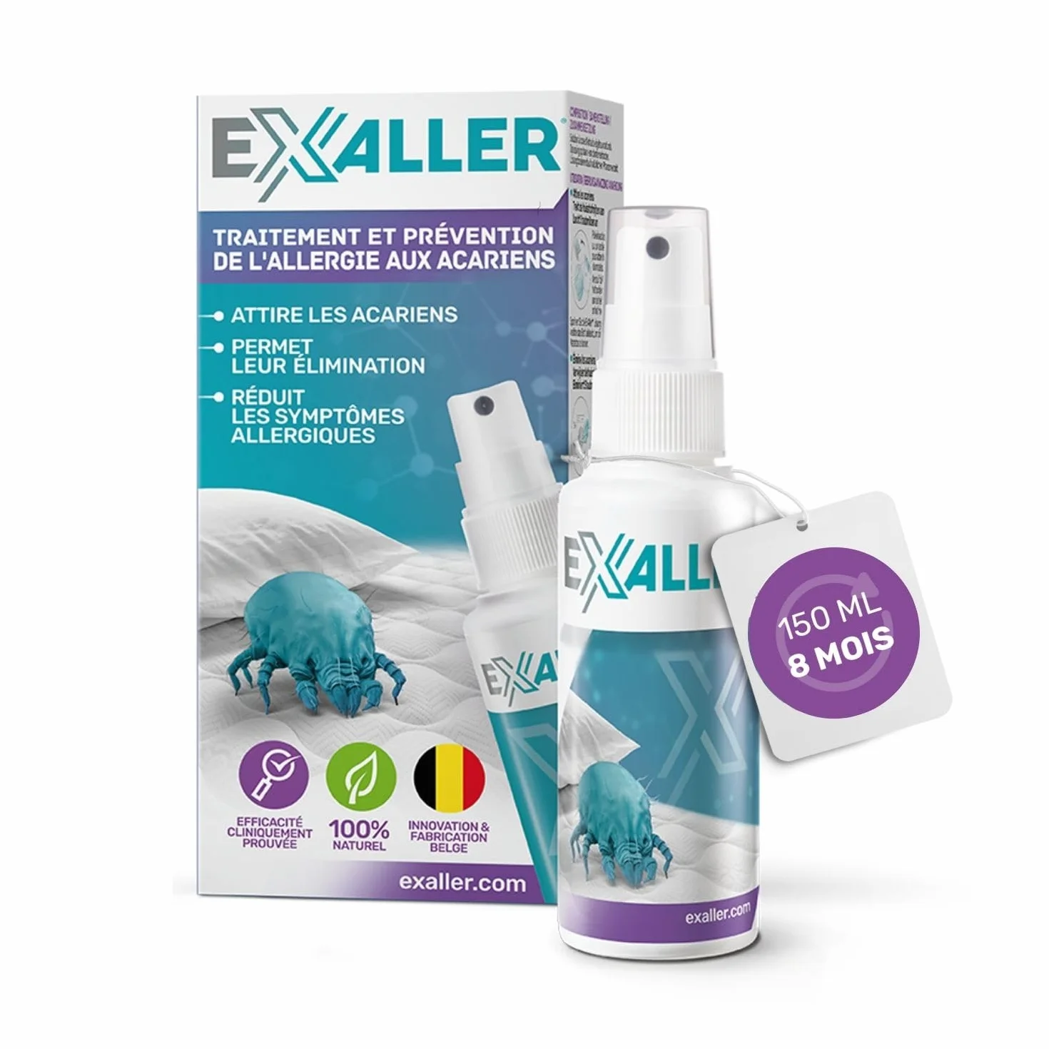 Spray Anti-Acariens 150 ml – Élimine 99% des acariens – 8 mois d'utilisation – Testé en laboratoire – Naturel & sans produits chimiques – Recommandé par les allergologues