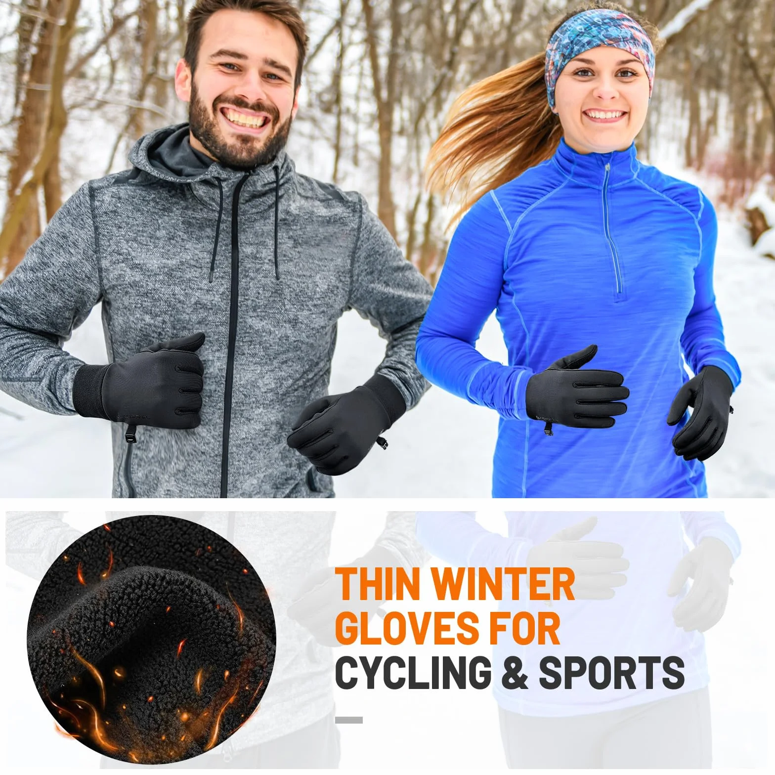 AOPREL Gants Thermiques Anti-Vent Tactiles Chauds Antidérapants Vélo Randonnée Running Conduite Sports d'Extérieur