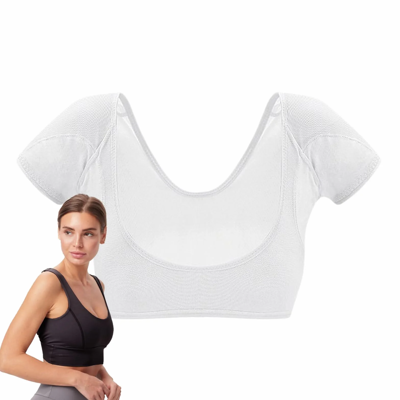 Gilet de sudation sous les aisselles, coussinet résistant, lavable réutilisable manches courtes, bouclier respirant séchage rapide