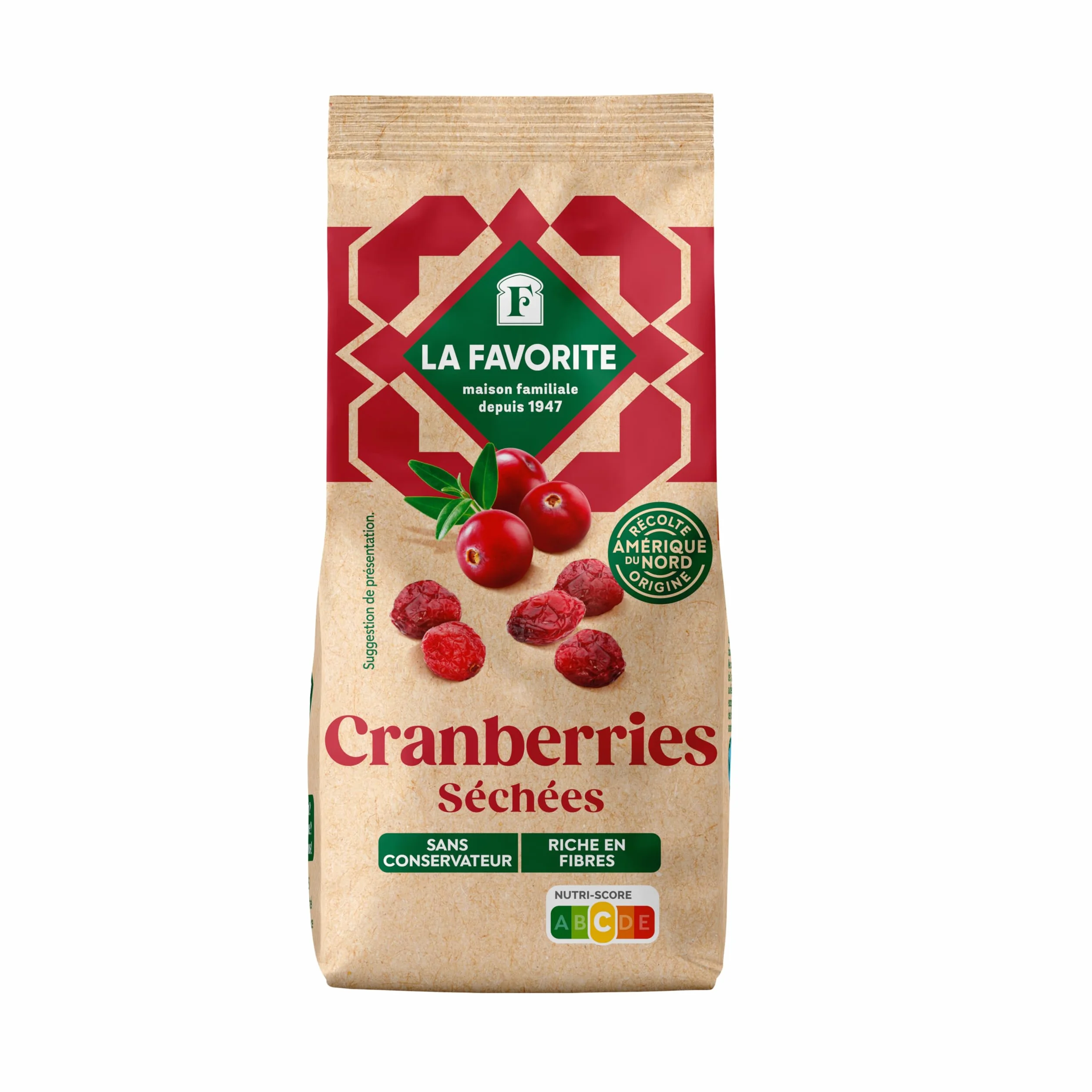 La Favorite - Cranberries Séchées 125 g - Canneberges Entières - Tendres & Savoureuses - Baie Cranberry – Légèrement Sucrées - Pour Encas Sain, Apéritif, Cuisine, Pâtisserie