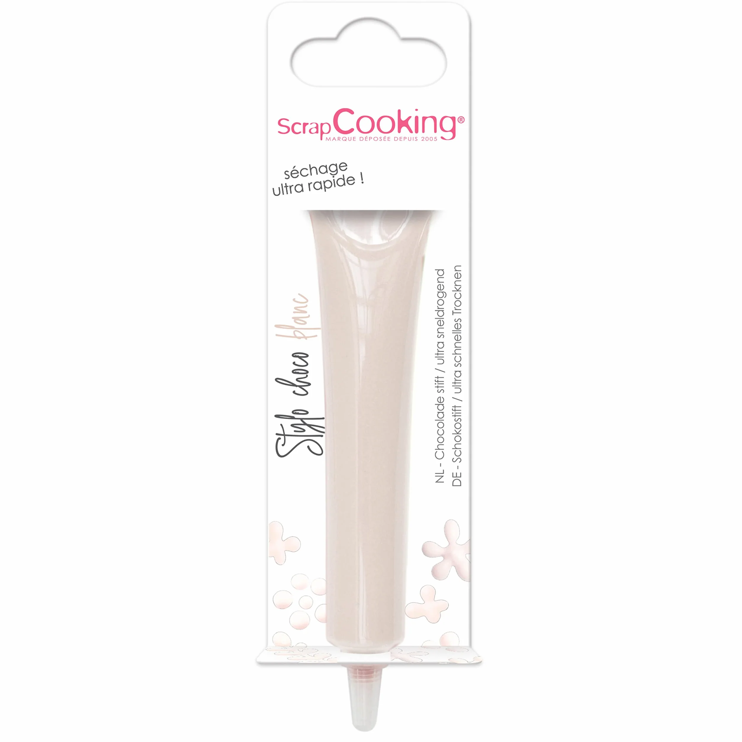SCRAP COOKING - Stylo Choco Blanc - Crayon Alimentaire Pâtisserie 25 g - Stylo Décoratif Comestible - Écrire & Dessiner sur Desserts, Gâteaux & Biscuits Noël Anniversaire - 6800