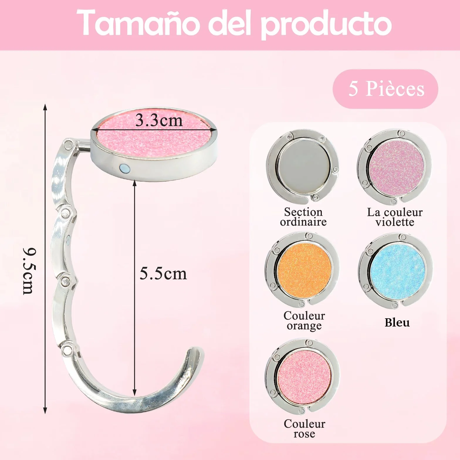 Scettar 5 Pièces Accroche Sac à Main pour Table Pliable Antidérapant Porte Sac