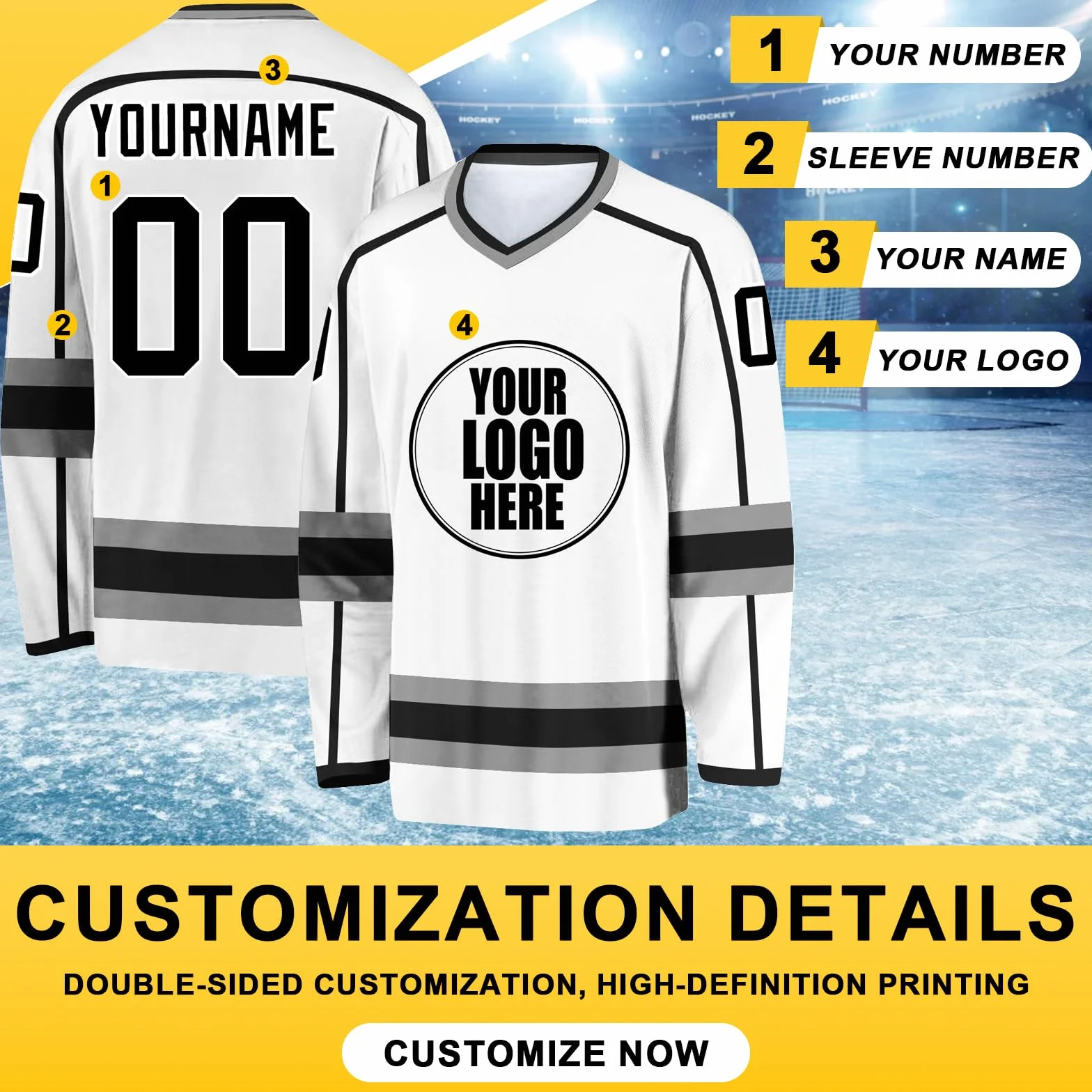 Maillots de Hockey Personnalisés avec Logo, Nom d'Équipe et Nom Personnel