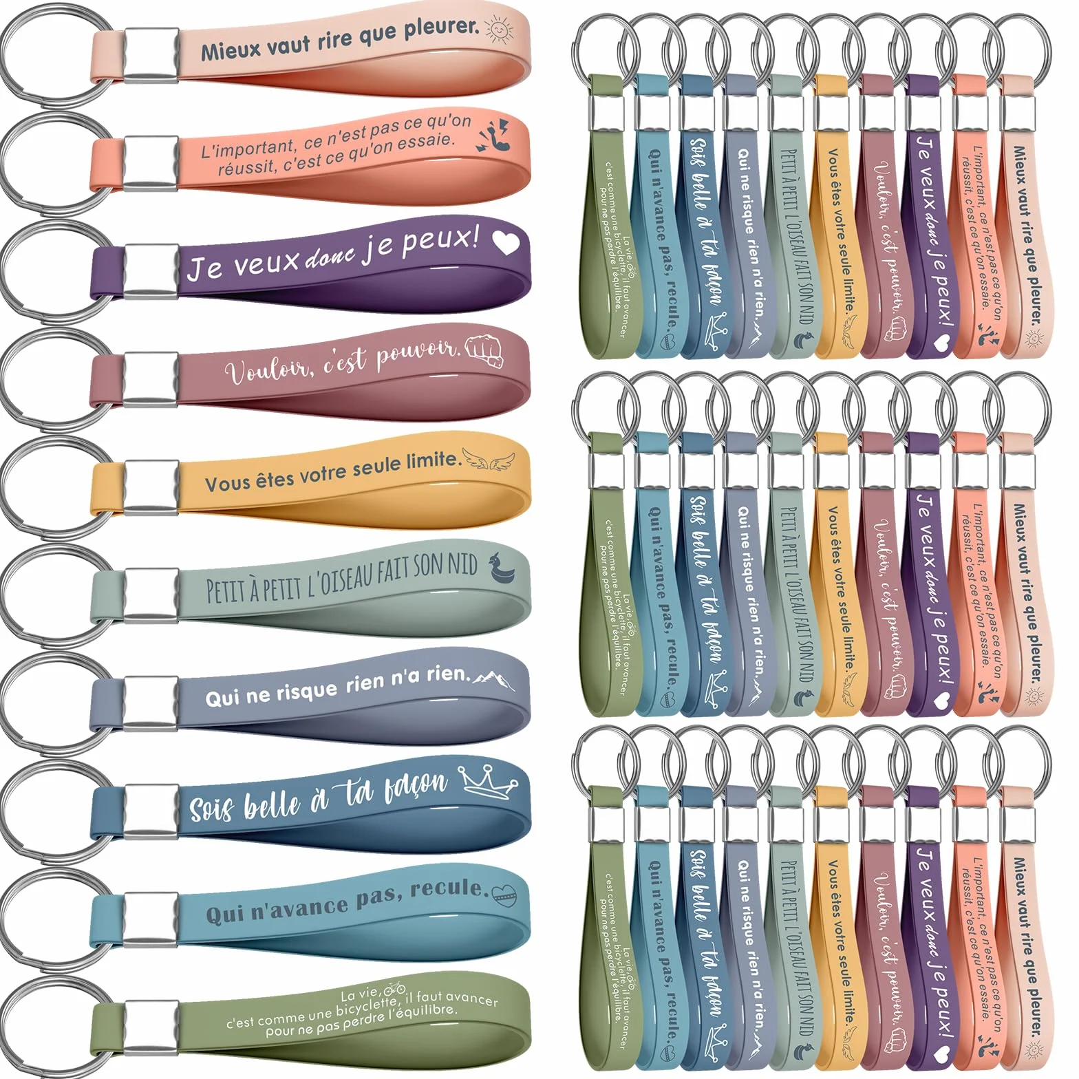 Lot de porte-clés en silicone avec citations inspirantes, cadeau pour employés, collègues, enseignants