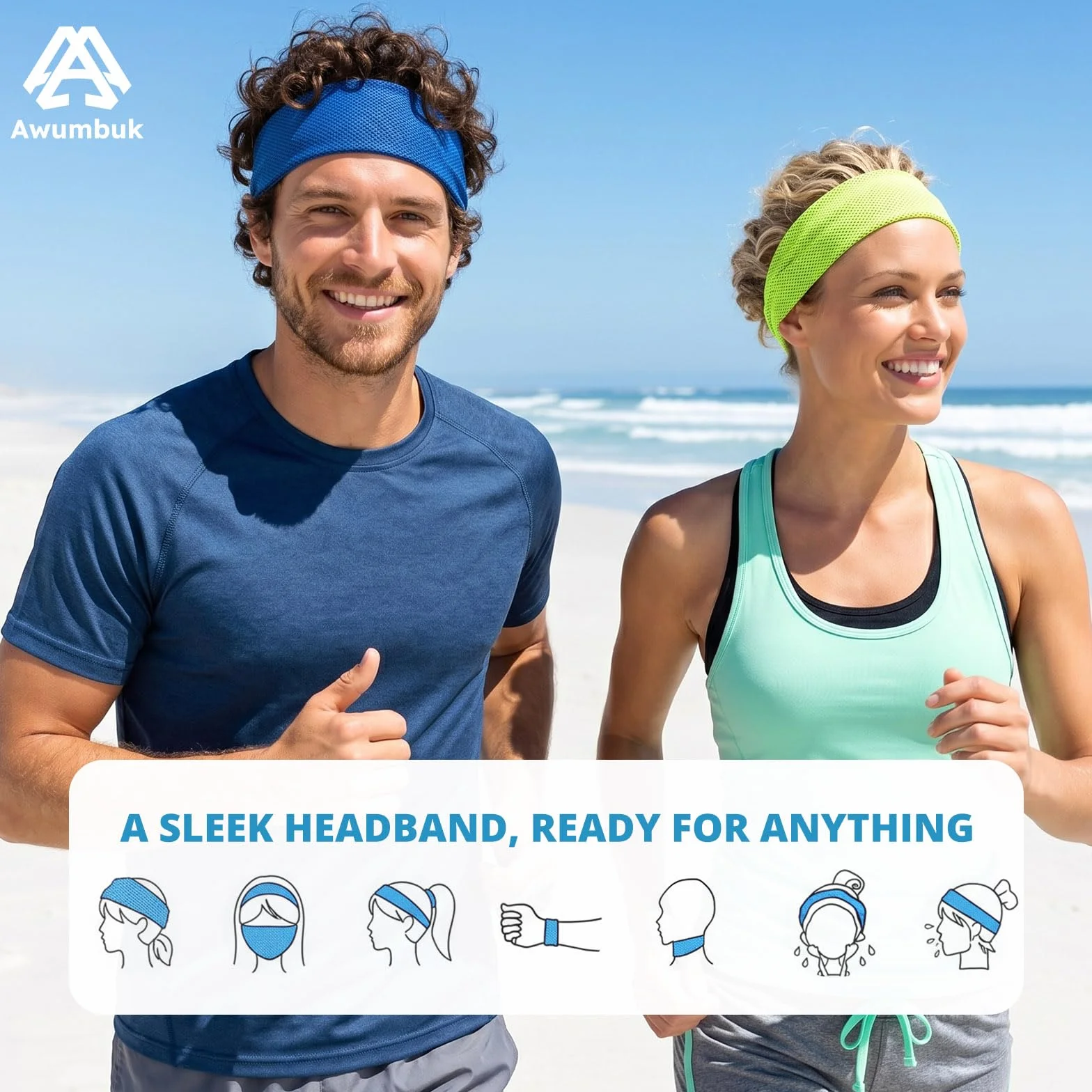 Bandeau Cheveux Femme Refroidissement Sport 4 Pièces Bandeaux Élastiques Antidérapant Absorbant Transpiration Respirant Yoga Running Fitness Cyclisme