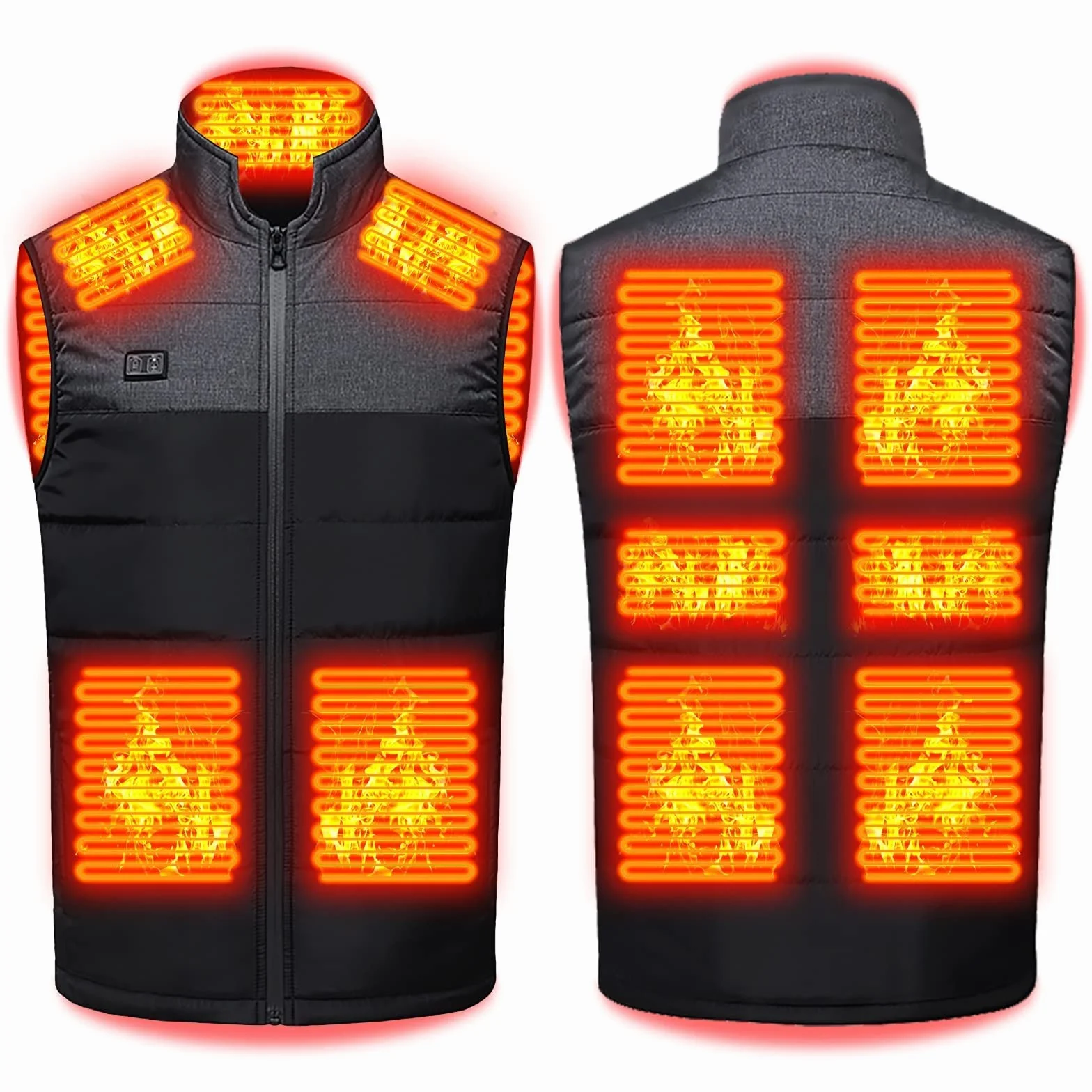 Men's Polar Fleece Heated Vest, Electric USB Heating Jacket, Lightweight Body Warmer Gilet for Hunting Hiking