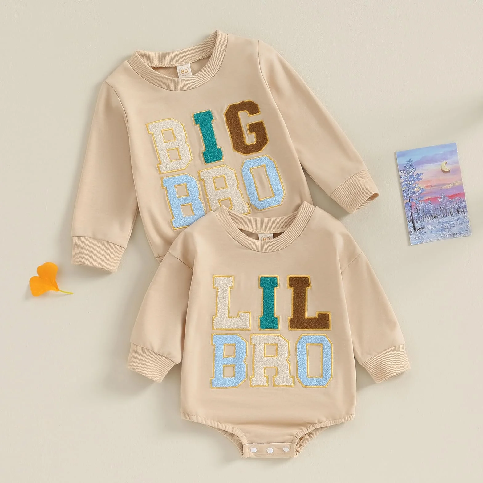 Carolilly Big Brother Little Brother Sweat-shirt col rond imprimé lettre assortie
