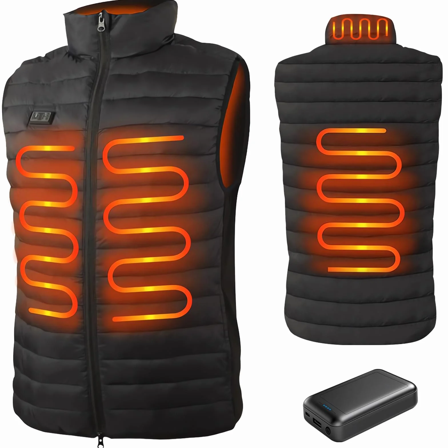 seenlast Veste Chauffante Homme avec Batterie Incluse 4 Zones 3 Niveaux Ski Moto Chasse Camping