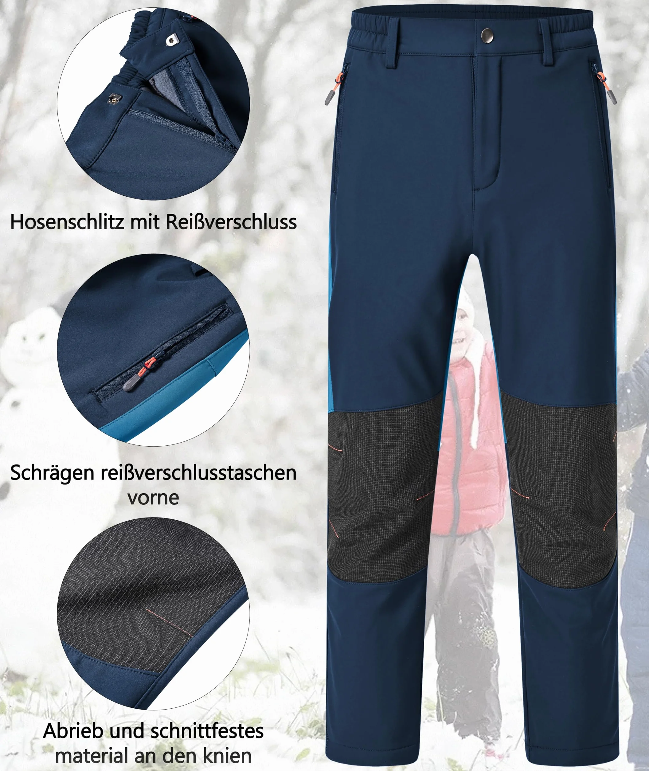 Zoofly Pantalon Ski Enfant Imperméable Chaud Fille Garçon Softshell