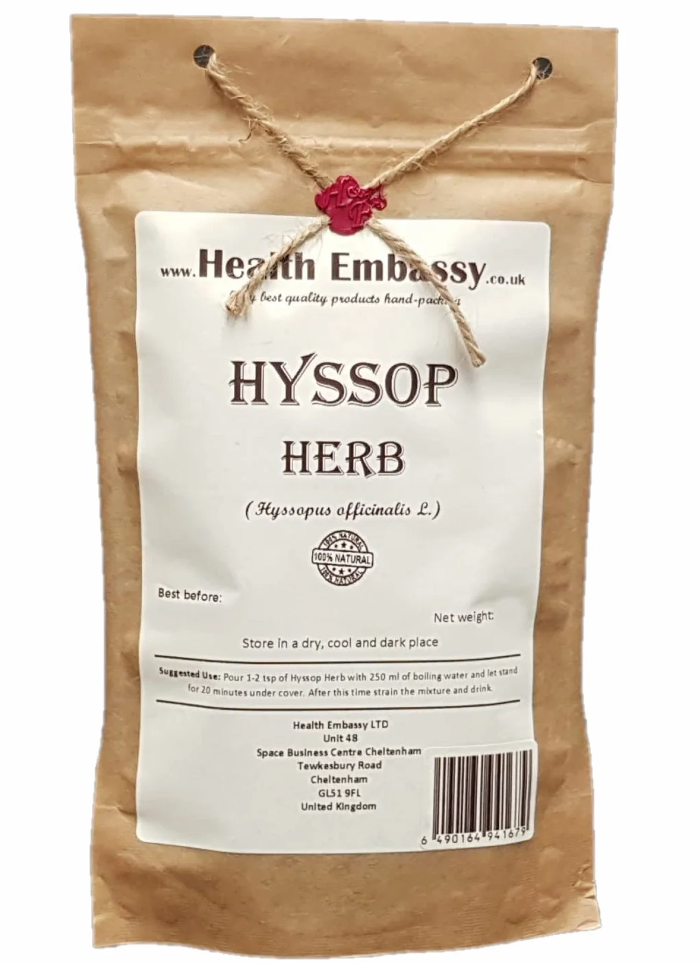 Health Embassy Herbe d'Hysope Tisane | Hyssopus Officinalis L | Hyssop Herb (50g)