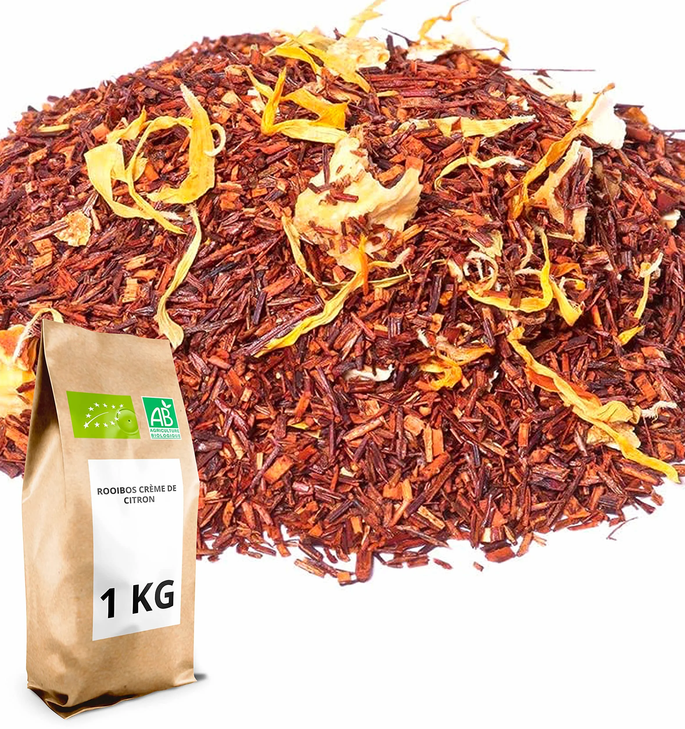 Rooibos Bio crème de Citron - 1 kg (400 tasses) - Thé en vrac 100% Agriculture Biologique - Thés Direct