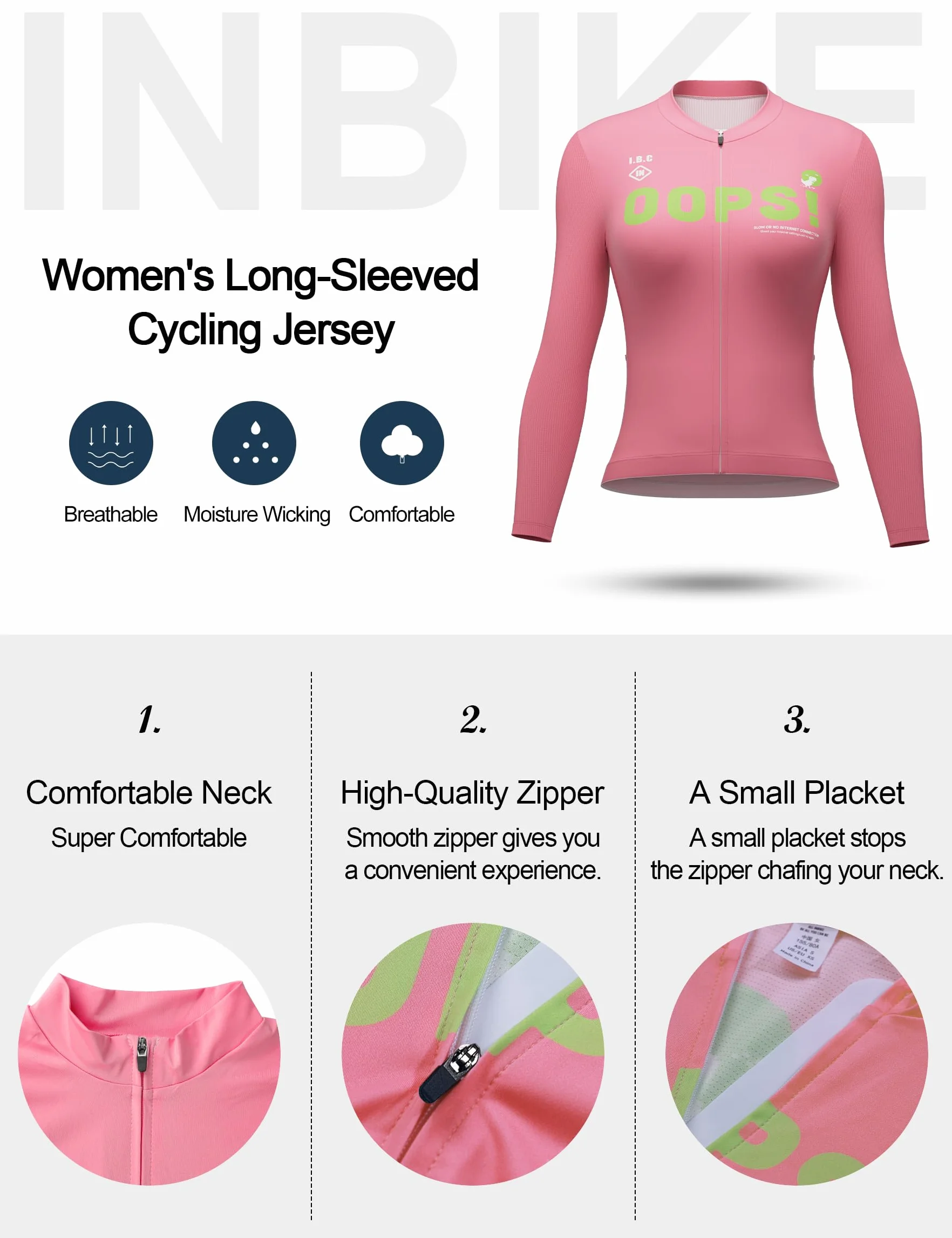 INBIKE Maillot Cyclisme Femme Manches Longues Jersey Velo VTT Extensible Respirant Séchage Rapide