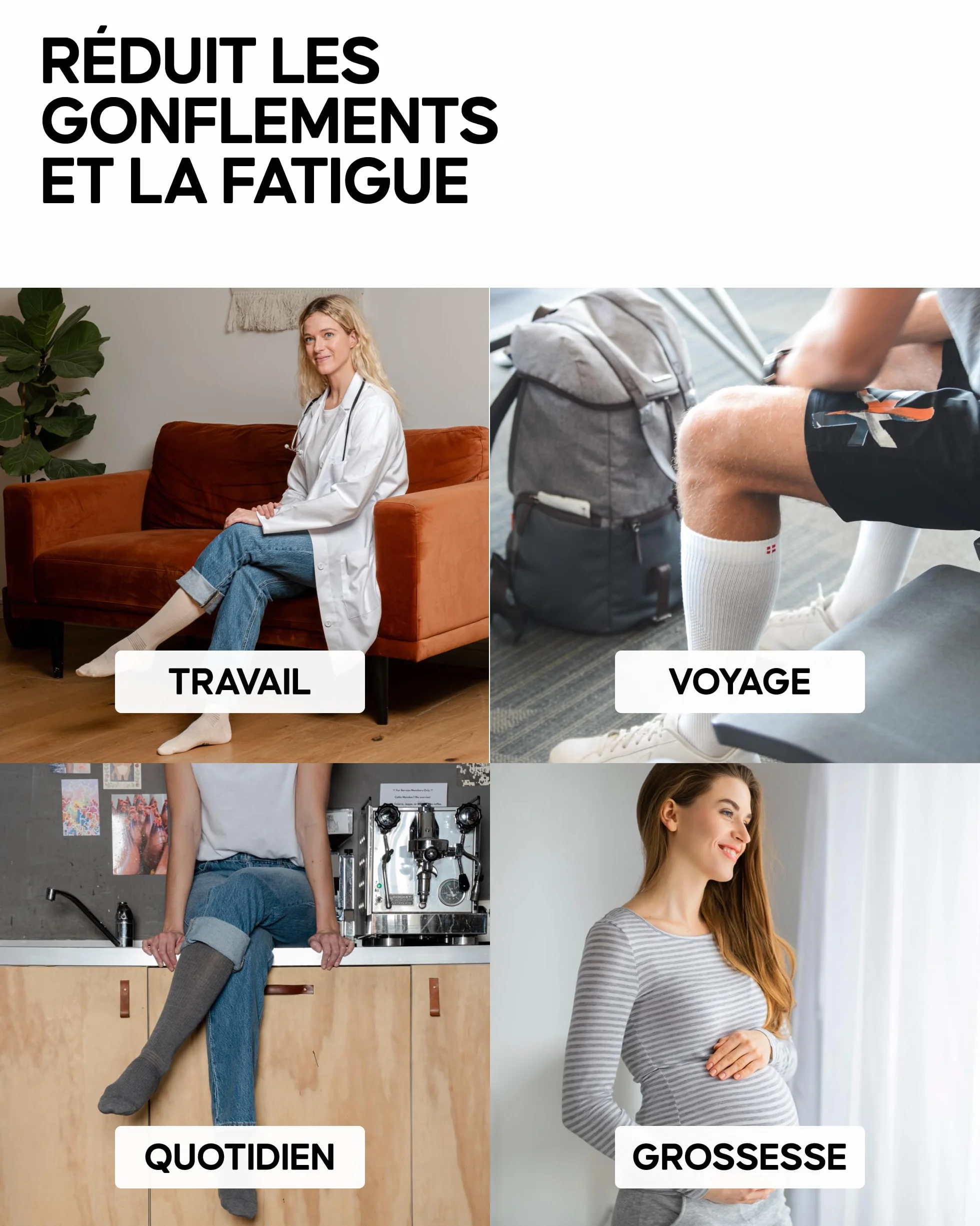 DANISH ENDURANCE Chaussettes de Contention en Coton Bio 14-18 mmHg Compression Graduée Unisexe