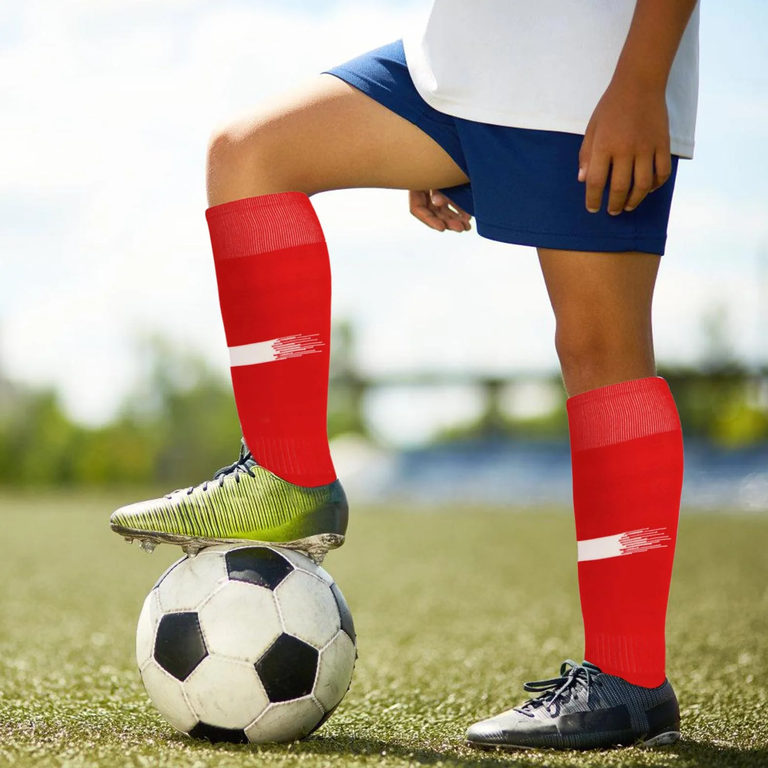 Chaussettes de football pour enfants, athlétiques, longues, respirantes, rayées à hauteur du genou, 3 paires